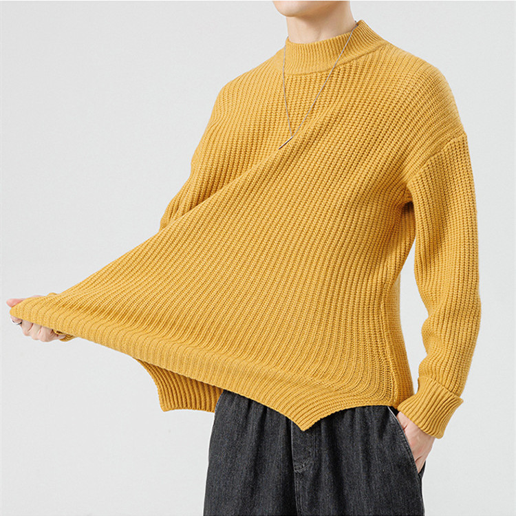 Knitted sweater with high collar