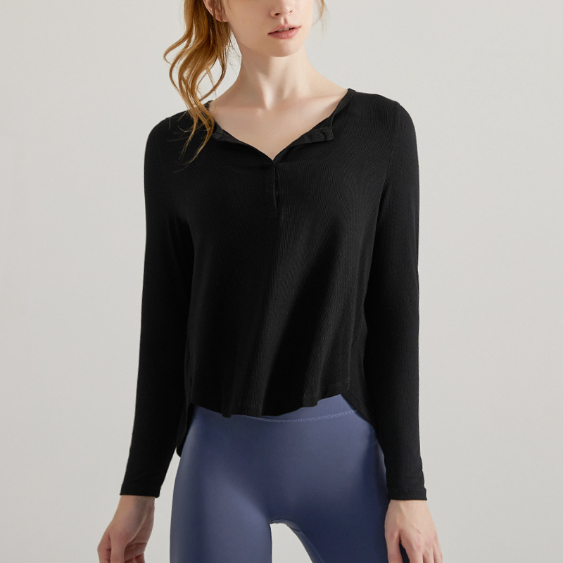 Loose-fitting long-sleeved sports T-shirt for women