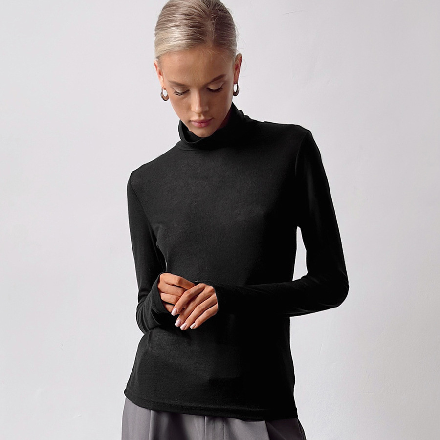 Black top with a twisted turtleneck