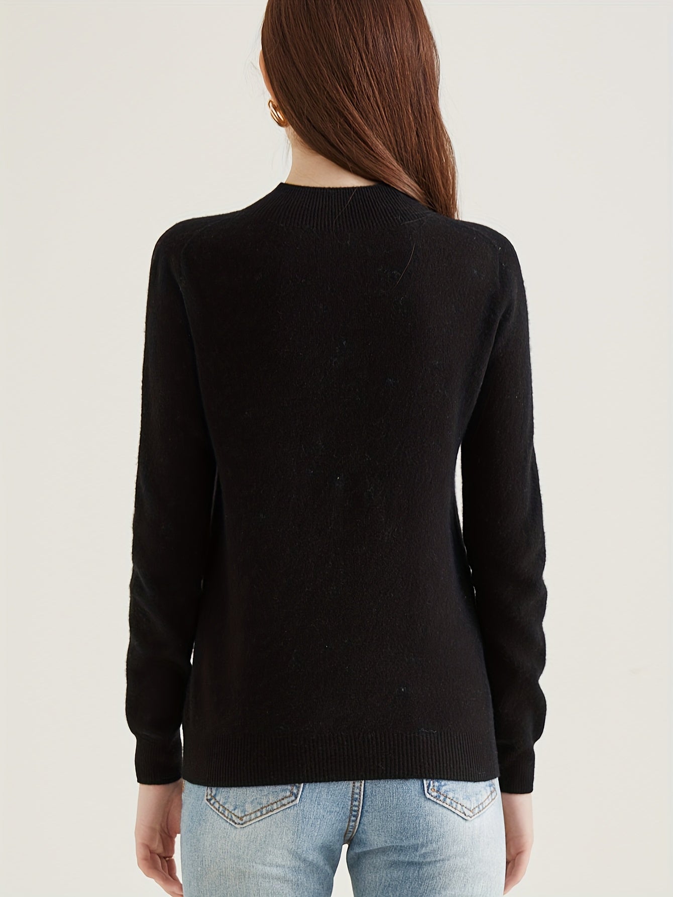 Sweater with high collar and wool sleeves