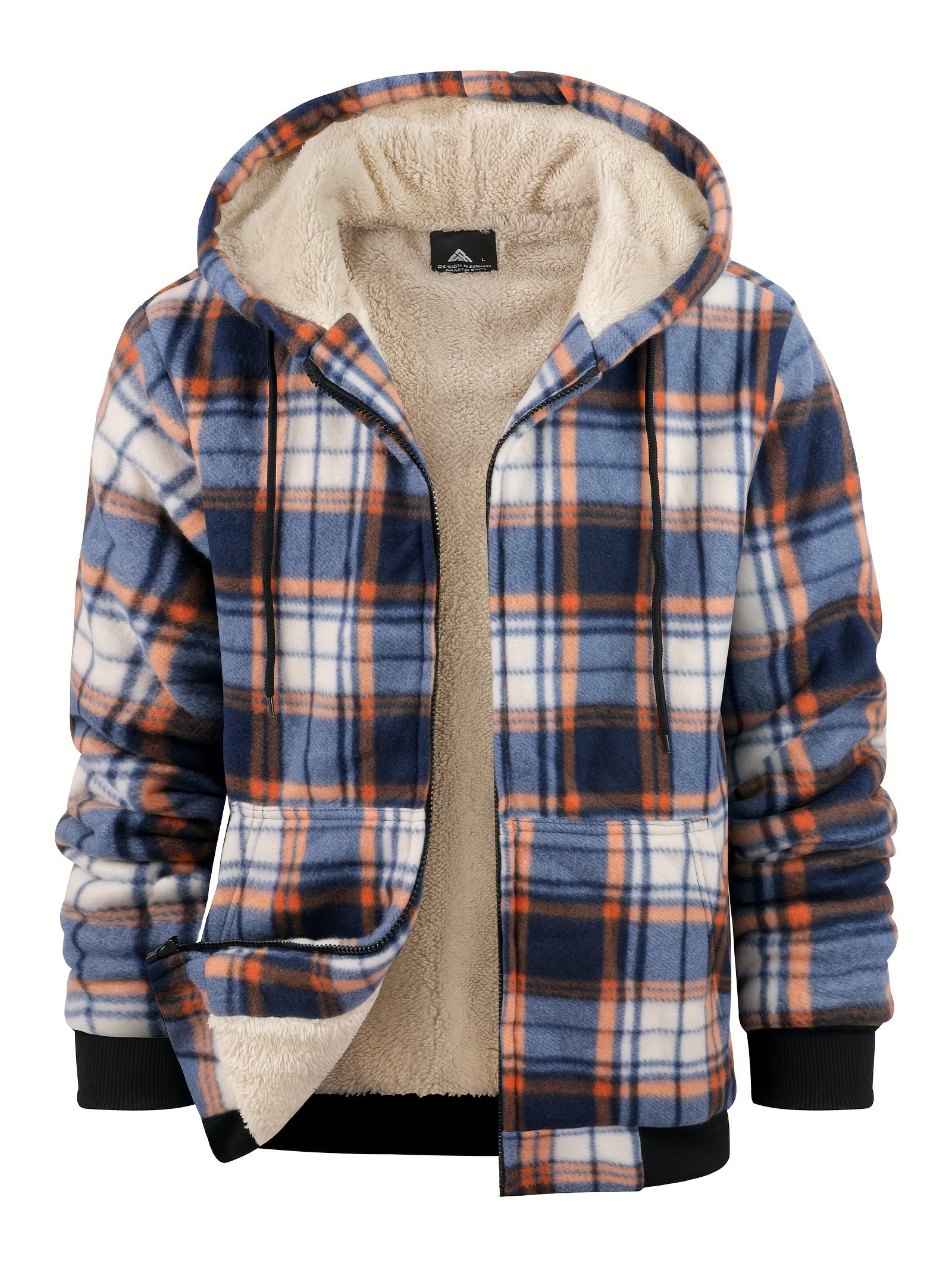 Retro fleece hoodie with checked pattern