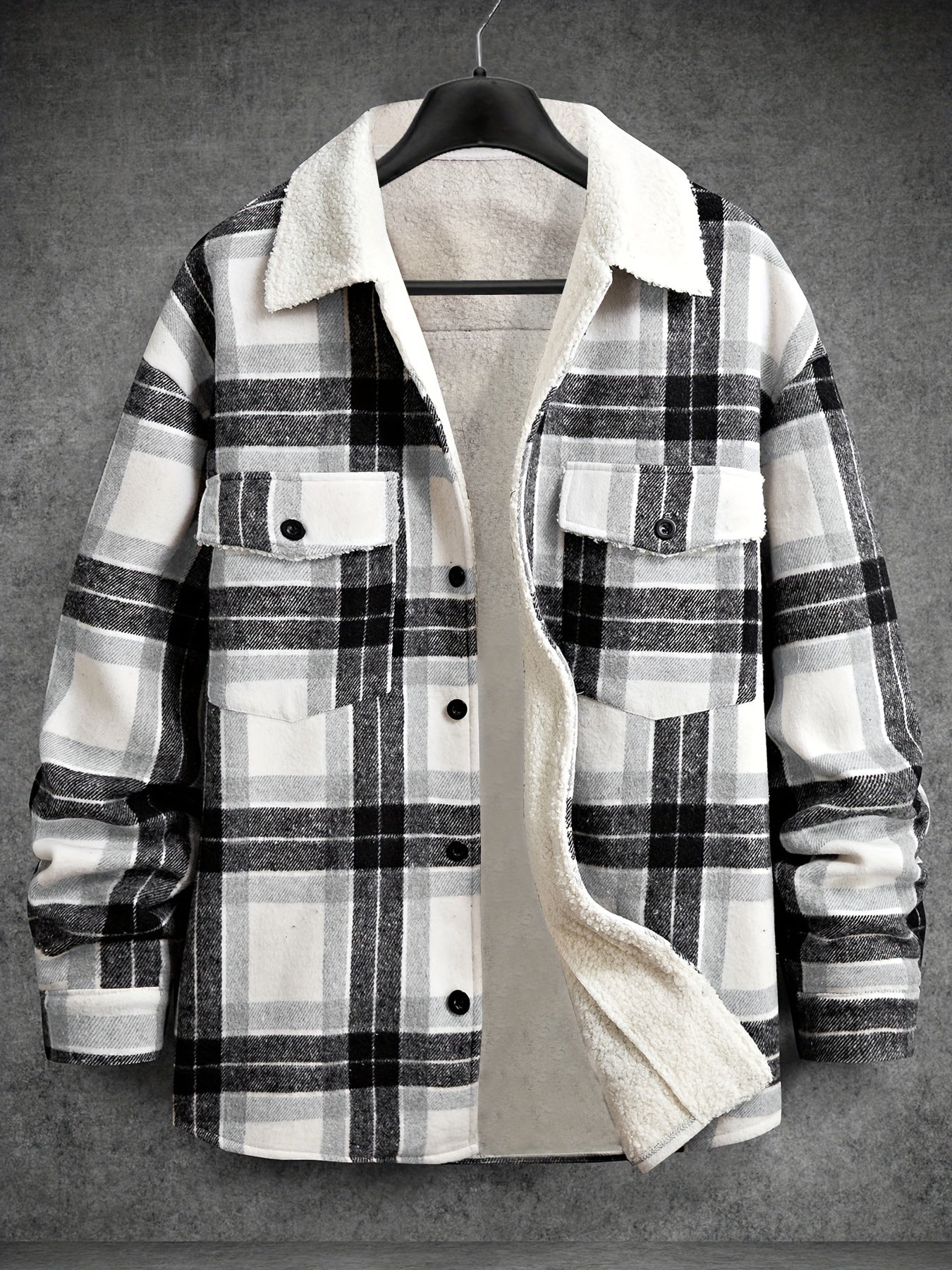 Hoodie with checked fleece lining