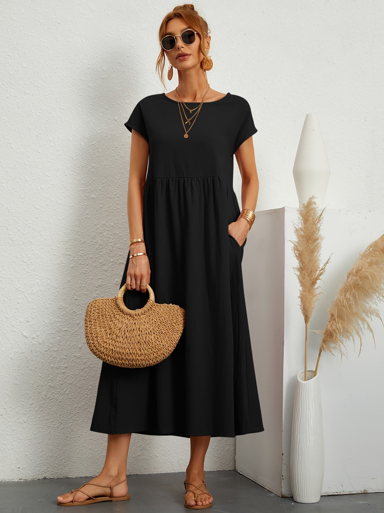 casual summer dress with loose pockets