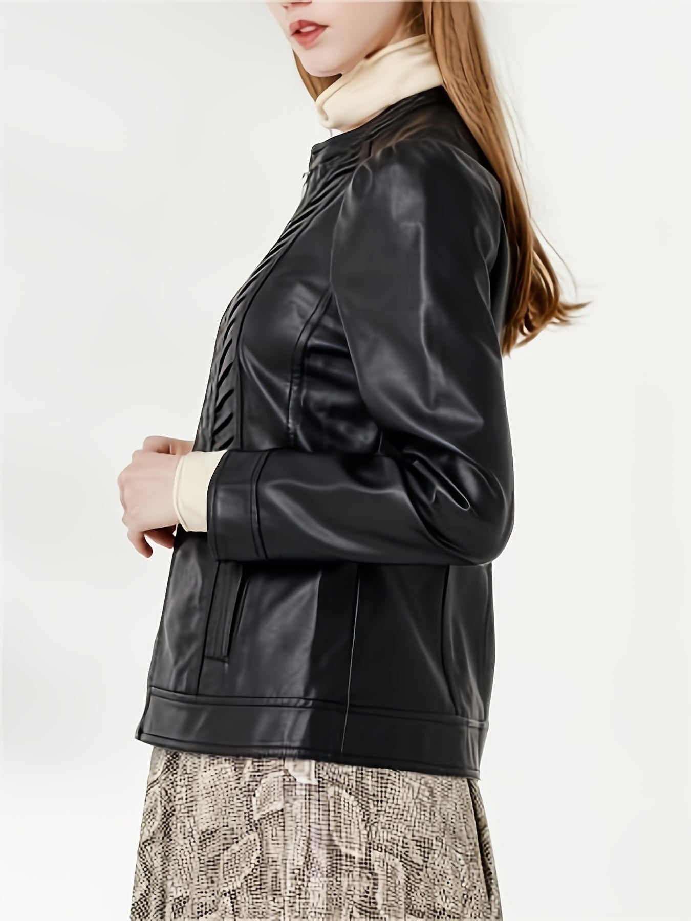 Black leather structured jacket