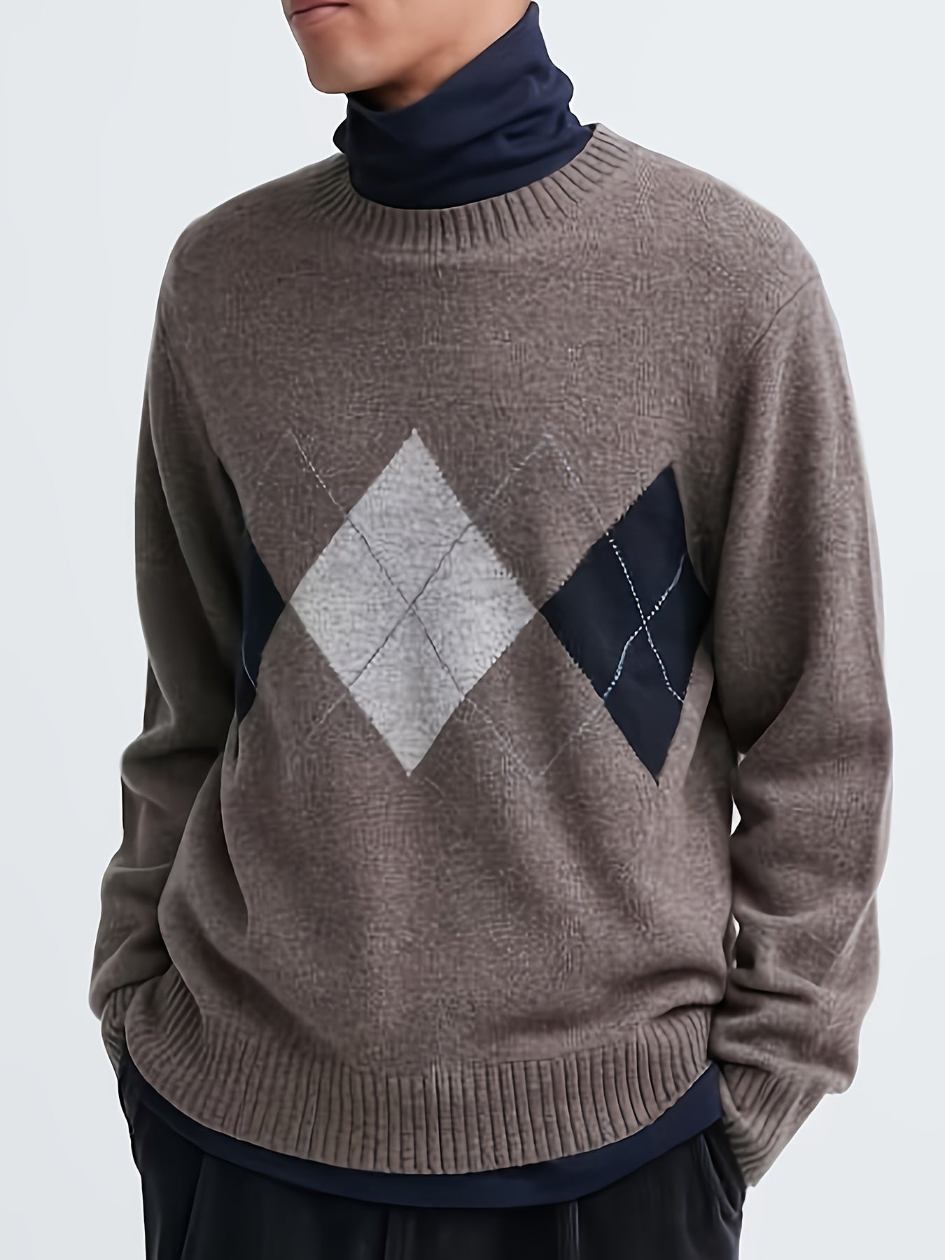 Loose argyle knitted sweater