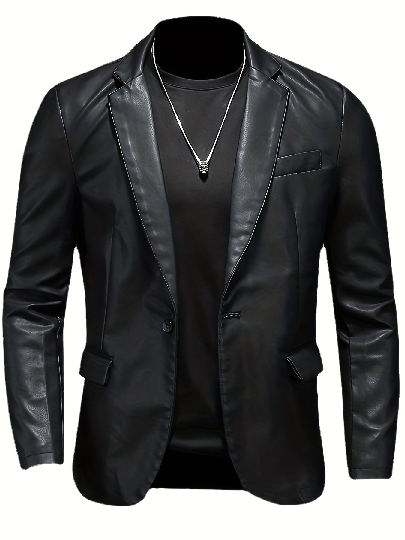 Black PU blazer jacket