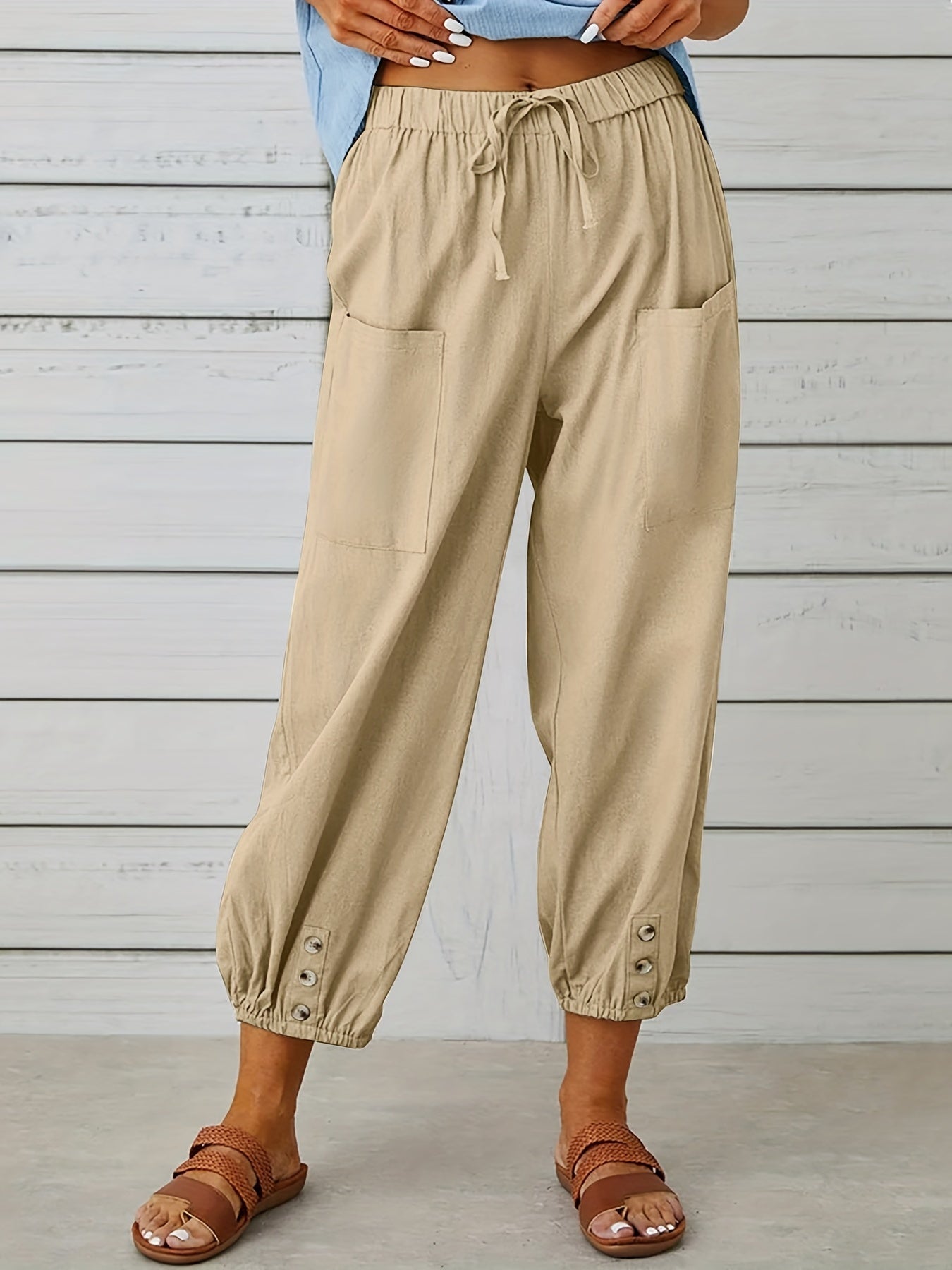 Patched crop pants for women