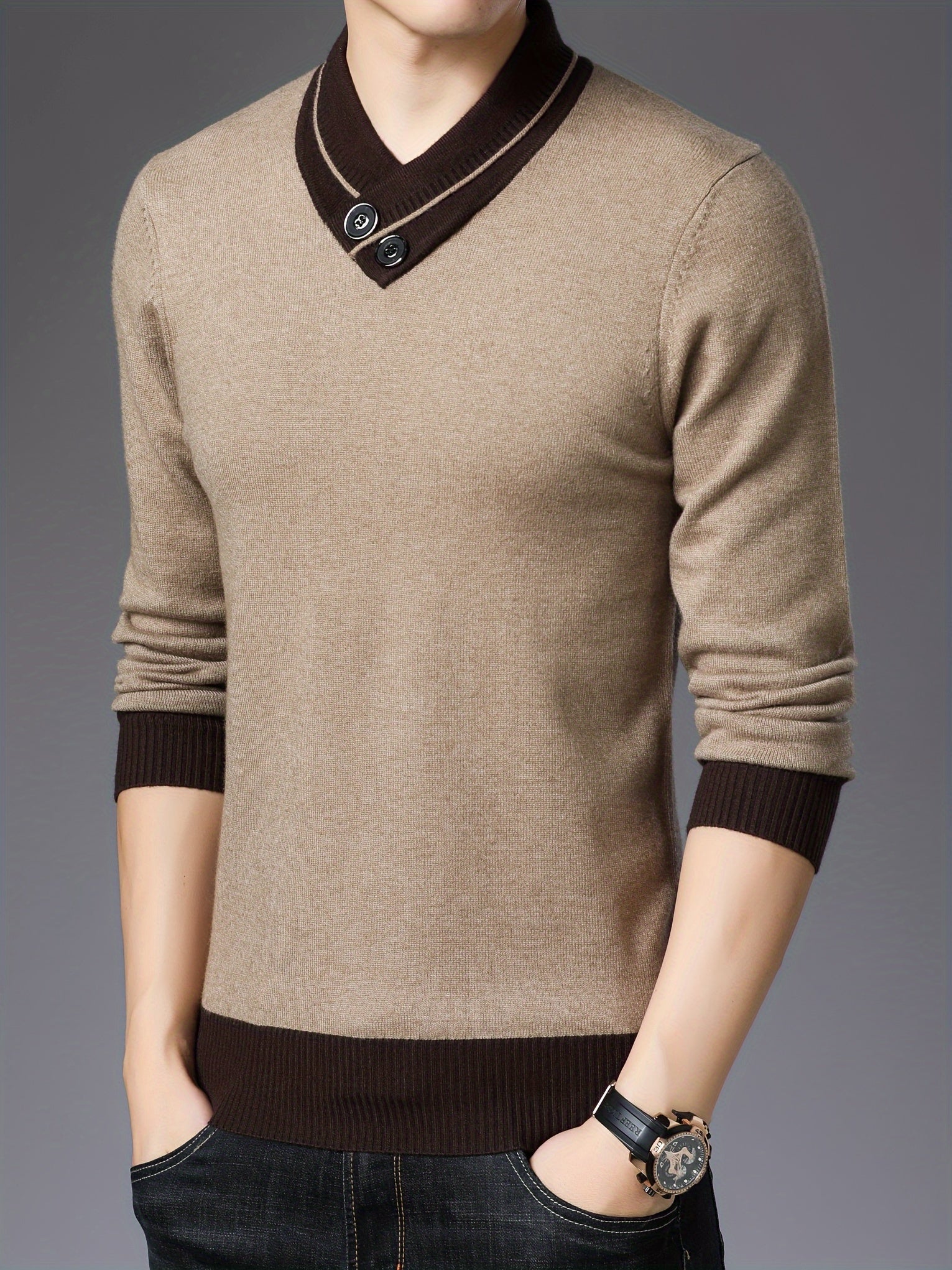 Shawl collar sweater for men