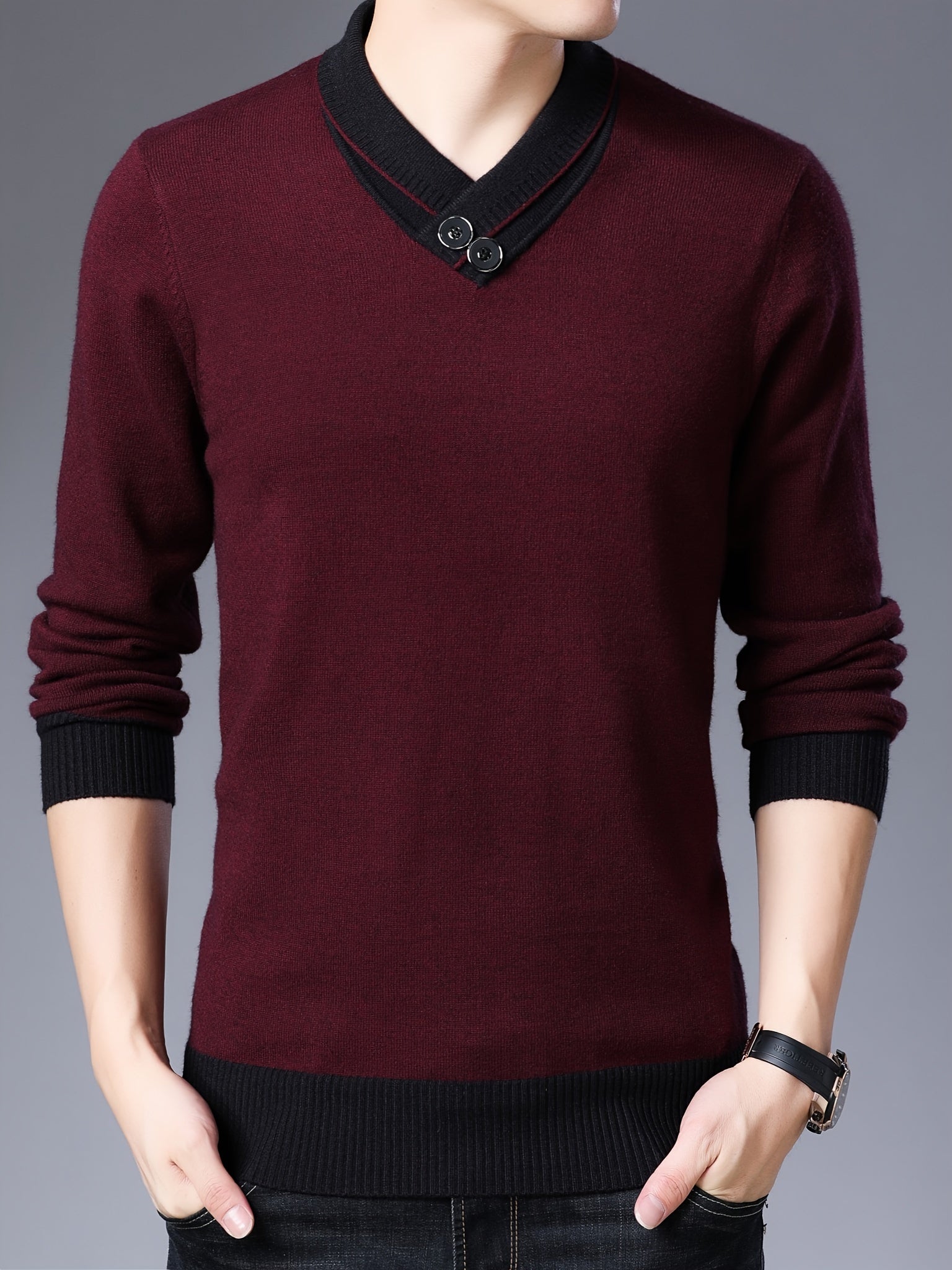 Shawl collar sweater for men