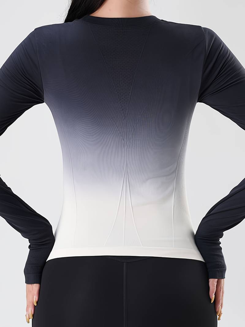 Long sleeve sports top with color gradient