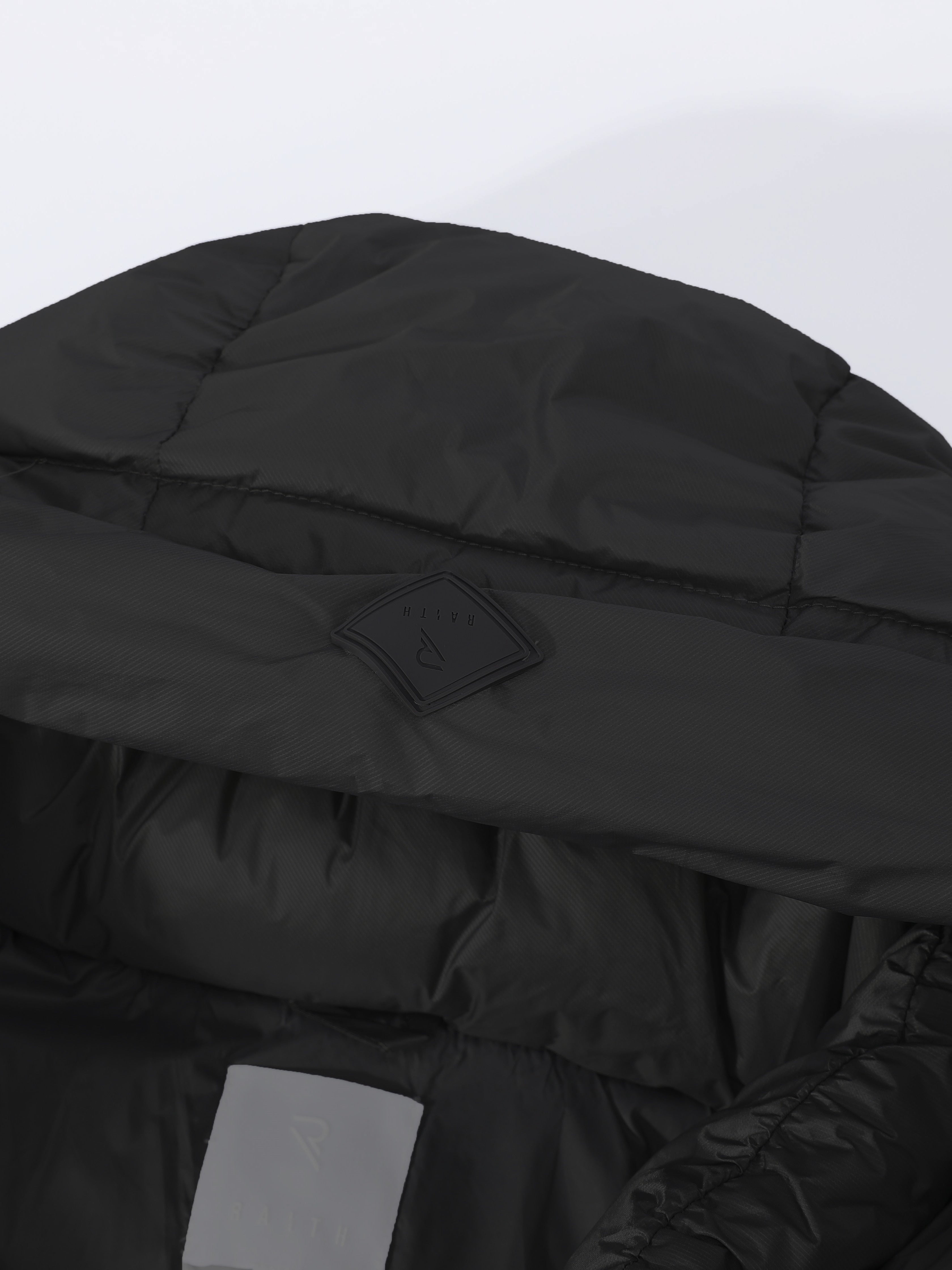 Windproof puffer jacket with stand-up collar