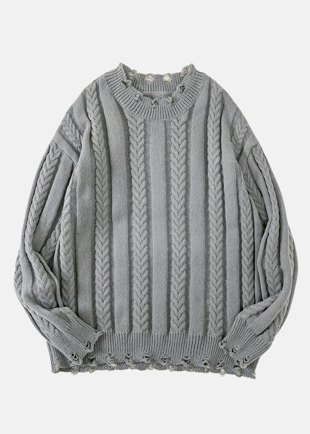 Knitted gray sweater with medium stretch for men