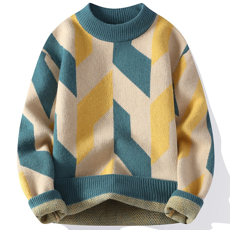 Striped warm sweater for men