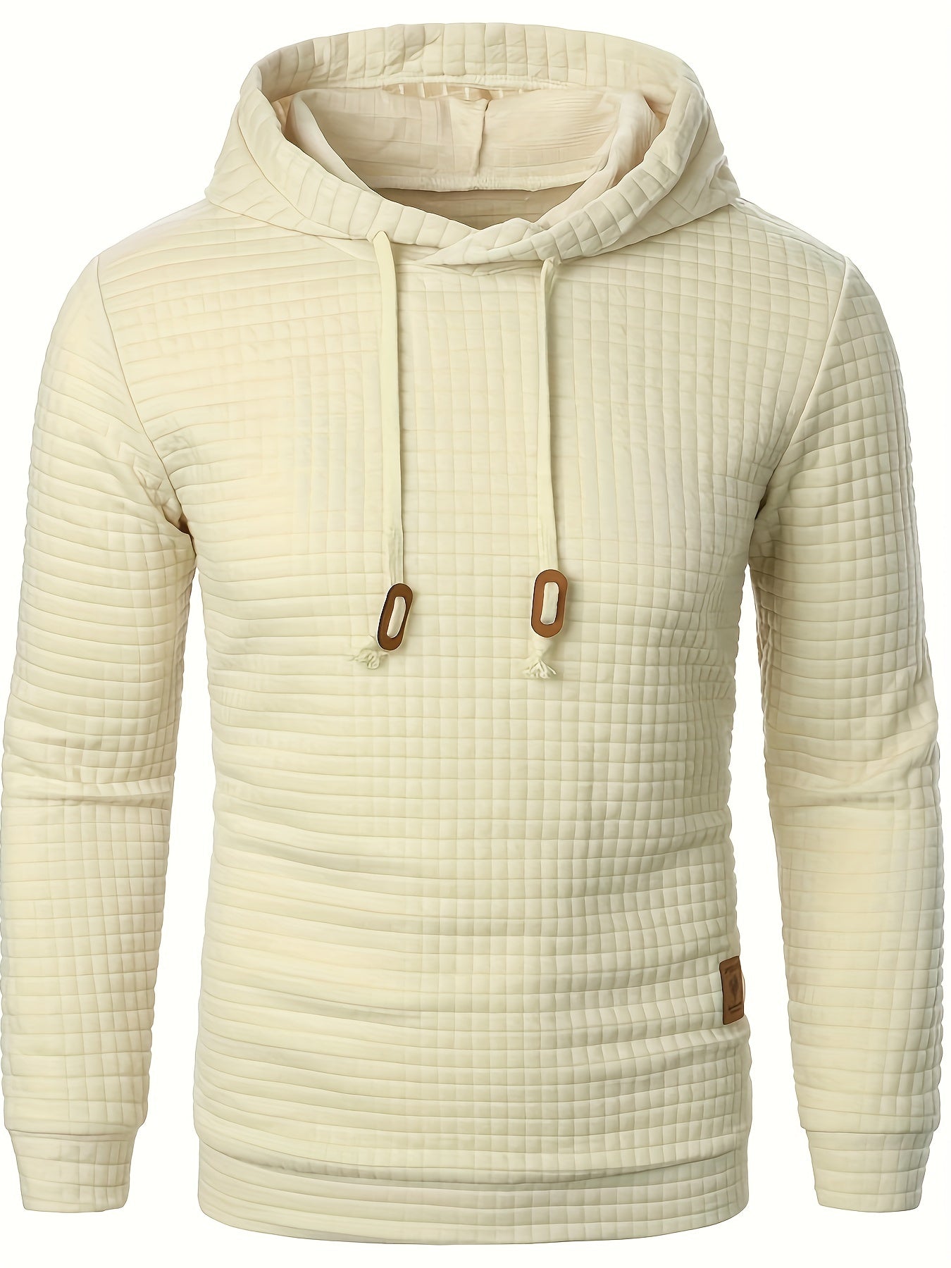 Comfortable long sleeve hoodie with waffle pattern