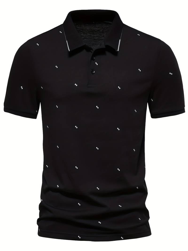 Polo shirt with lapels and dotted pattern