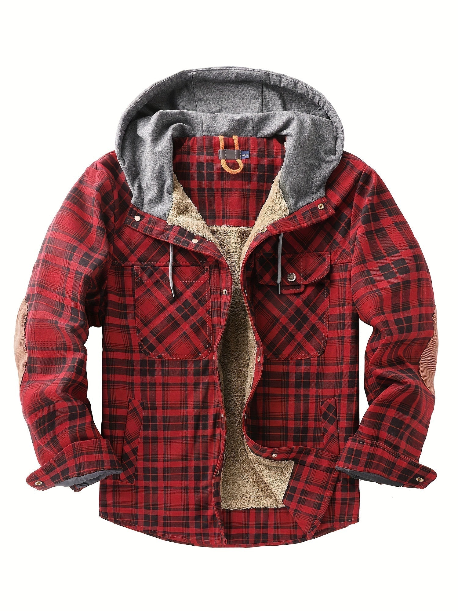 Warm fleece hoodie in checked retro style