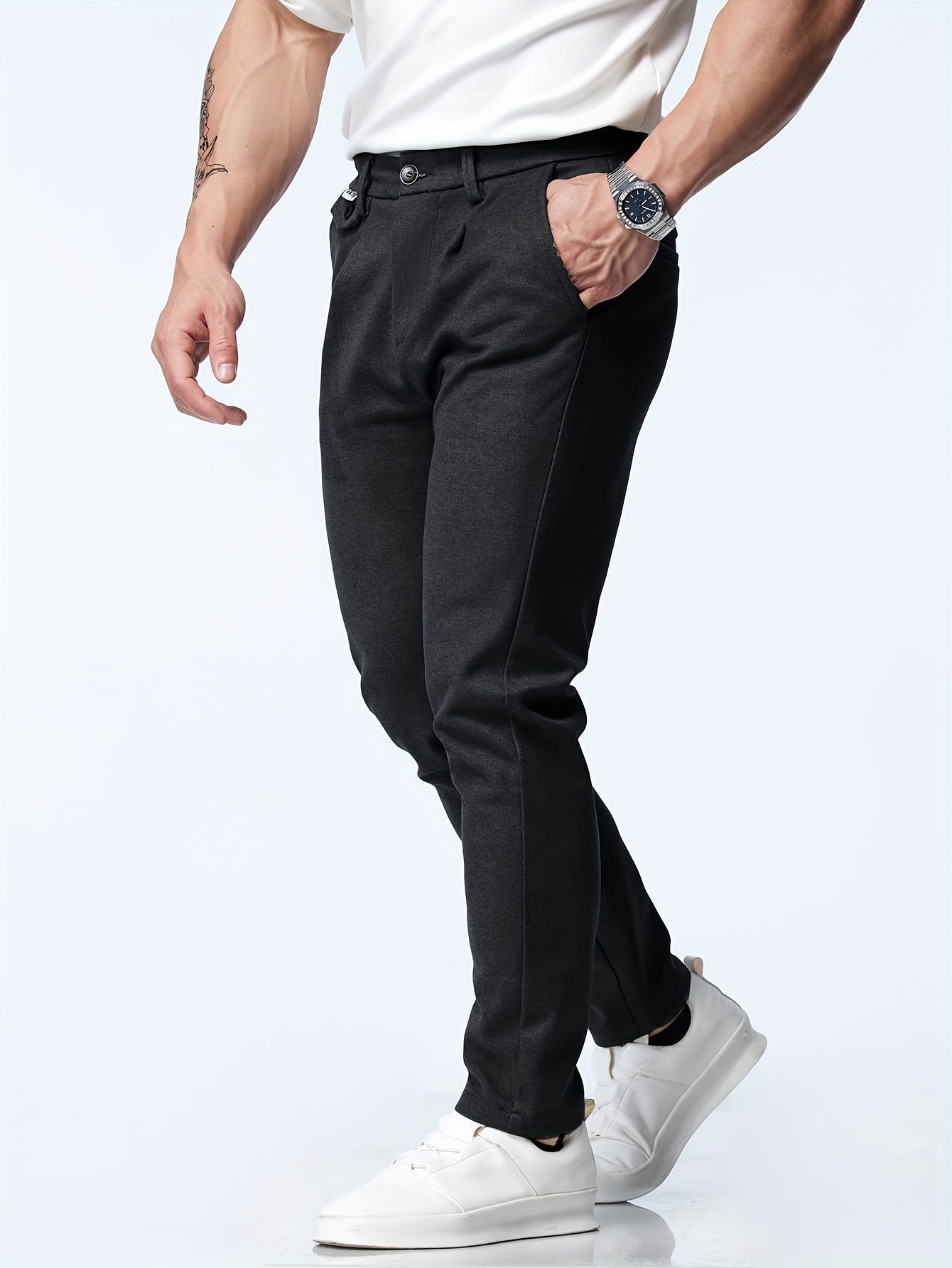 Casual straight stretch trousers for men