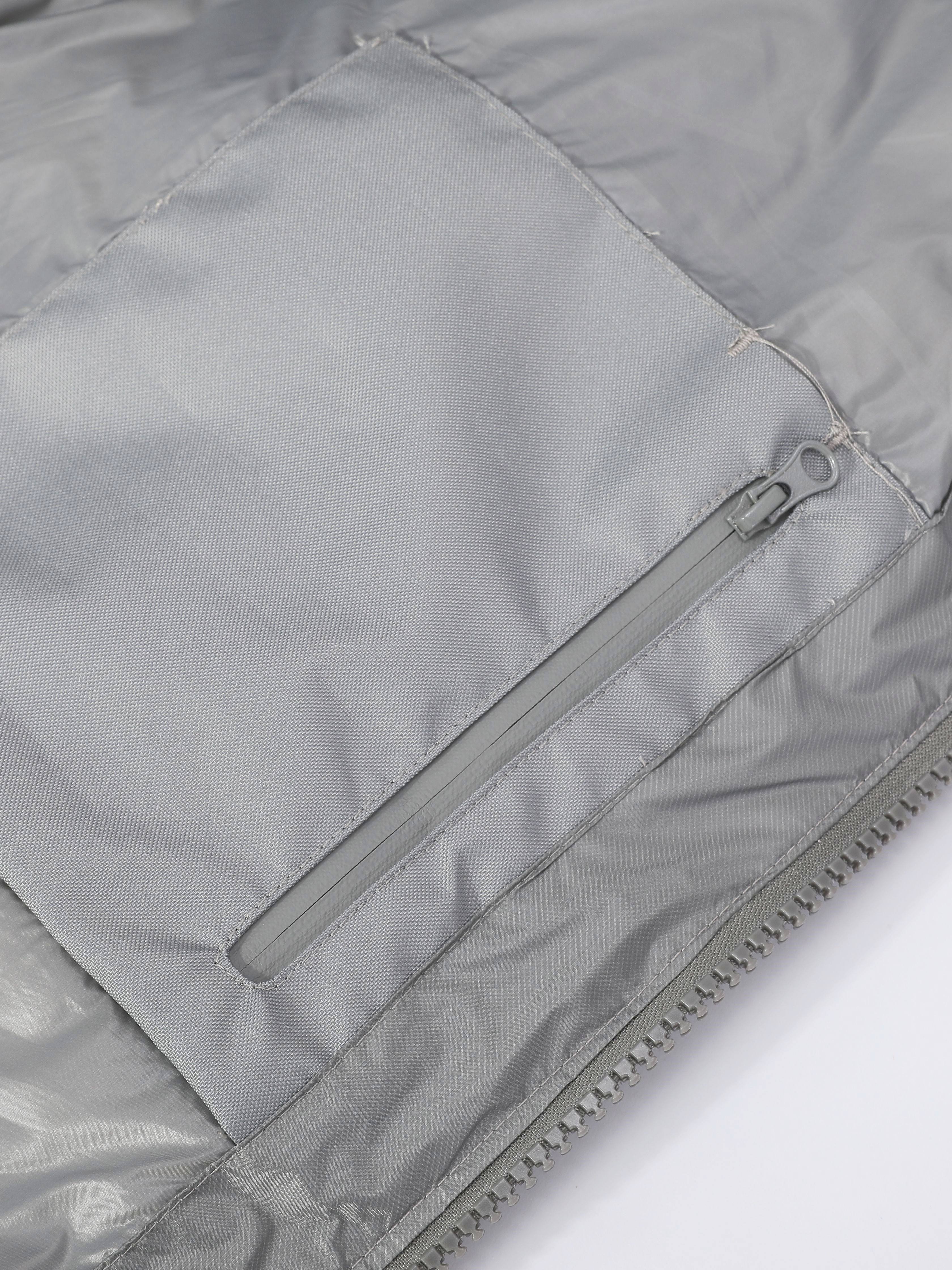 Windproof puffer jacket with stand-up collar