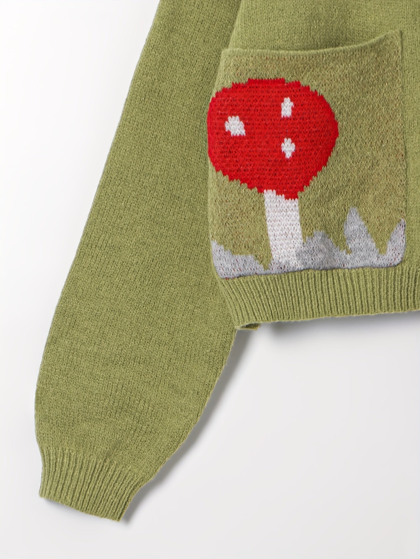 Cardigan with mushroom and frog pattern