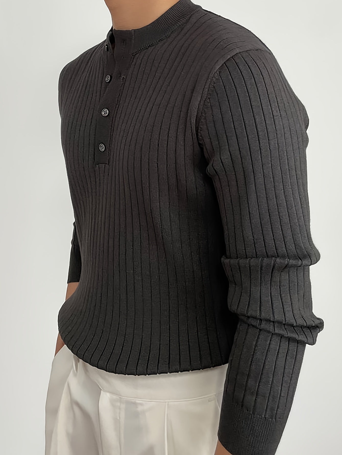 Knitted ribbed sweater for men