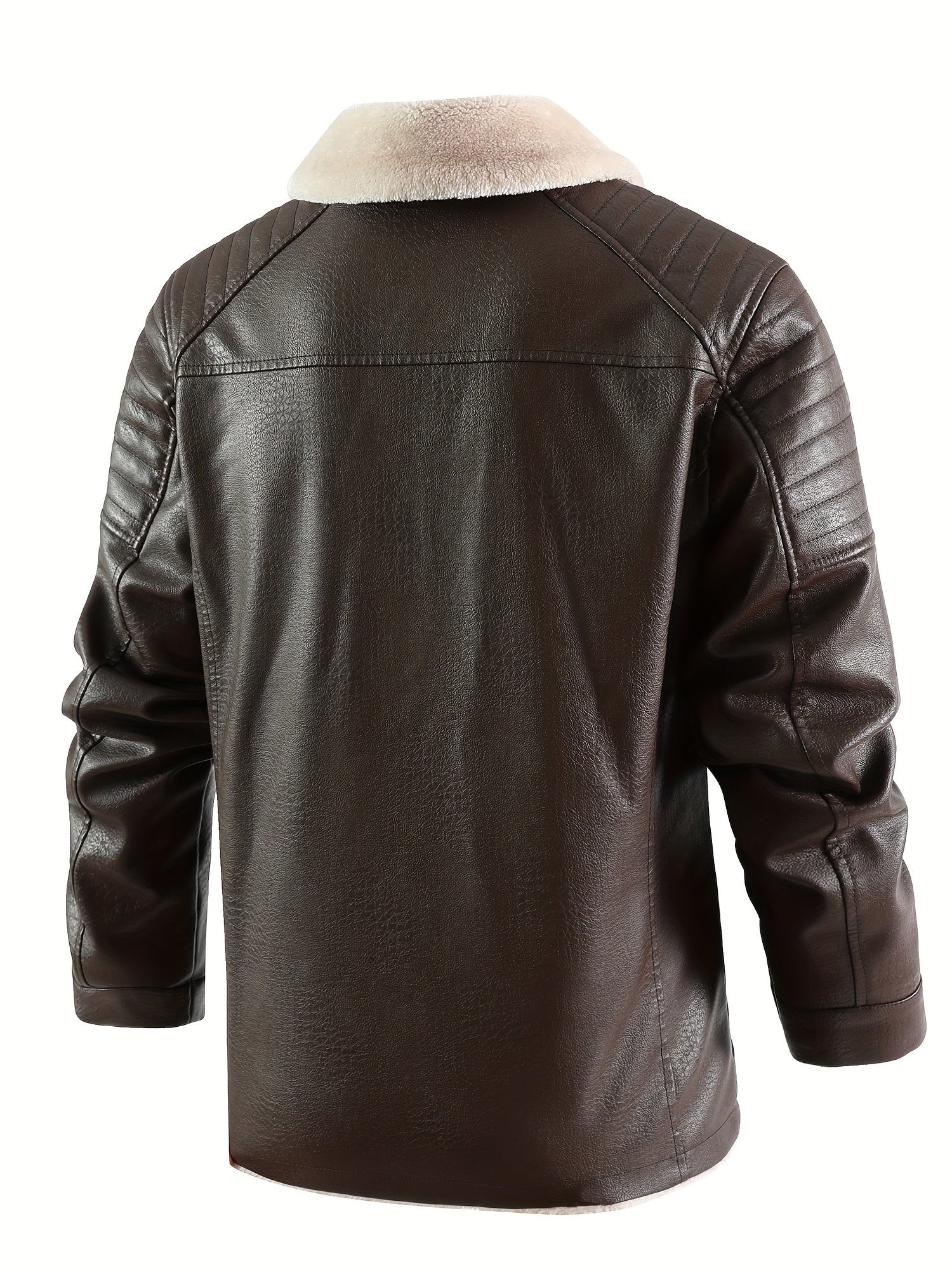 Casual leather fleece jacket for men