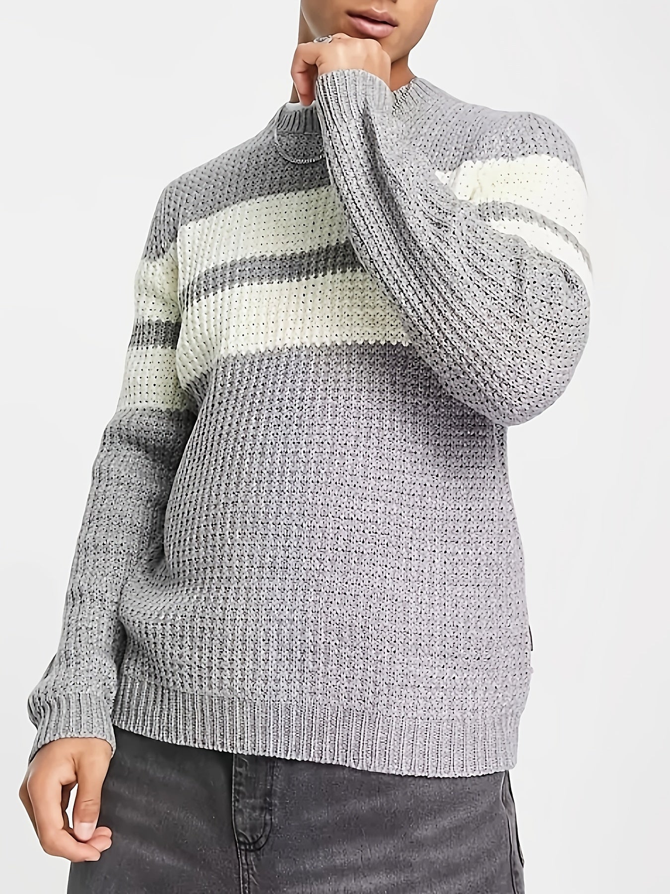 Striped knitted sweater for men