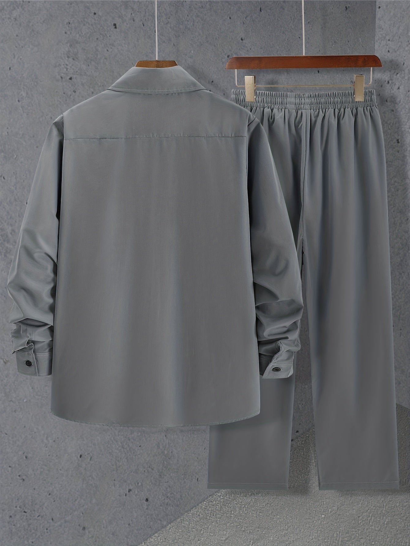 Simple set consisting of a long-sleeved shirt and drawstring trousers for summer