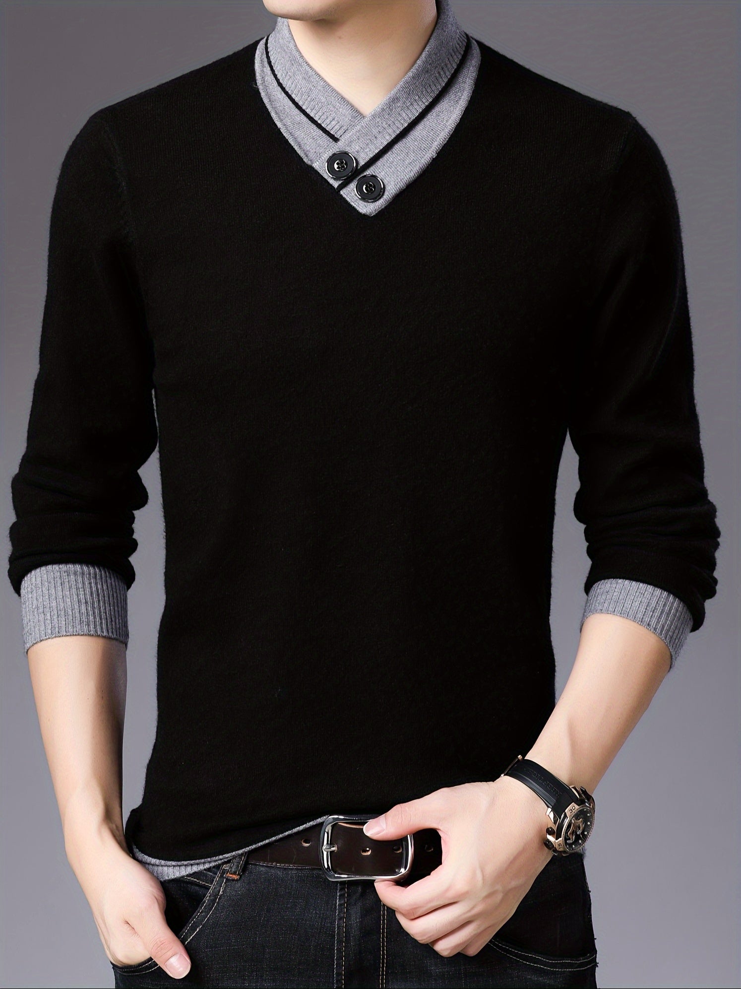 Shawl collar sweater for men