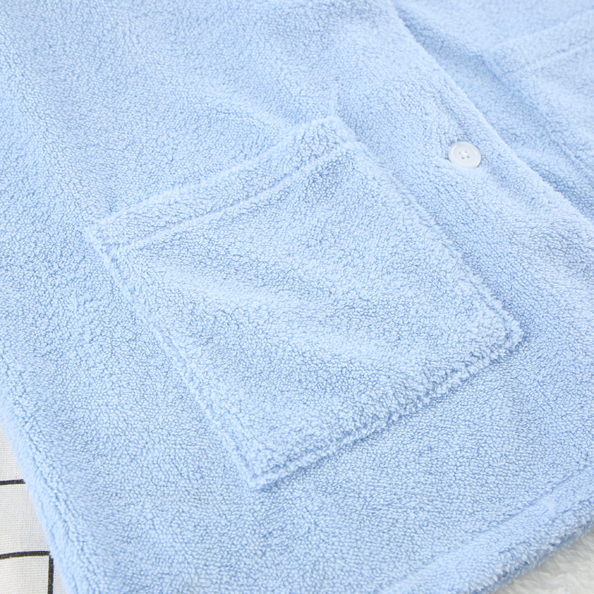 Blue long-sleeved wool pajamas for women