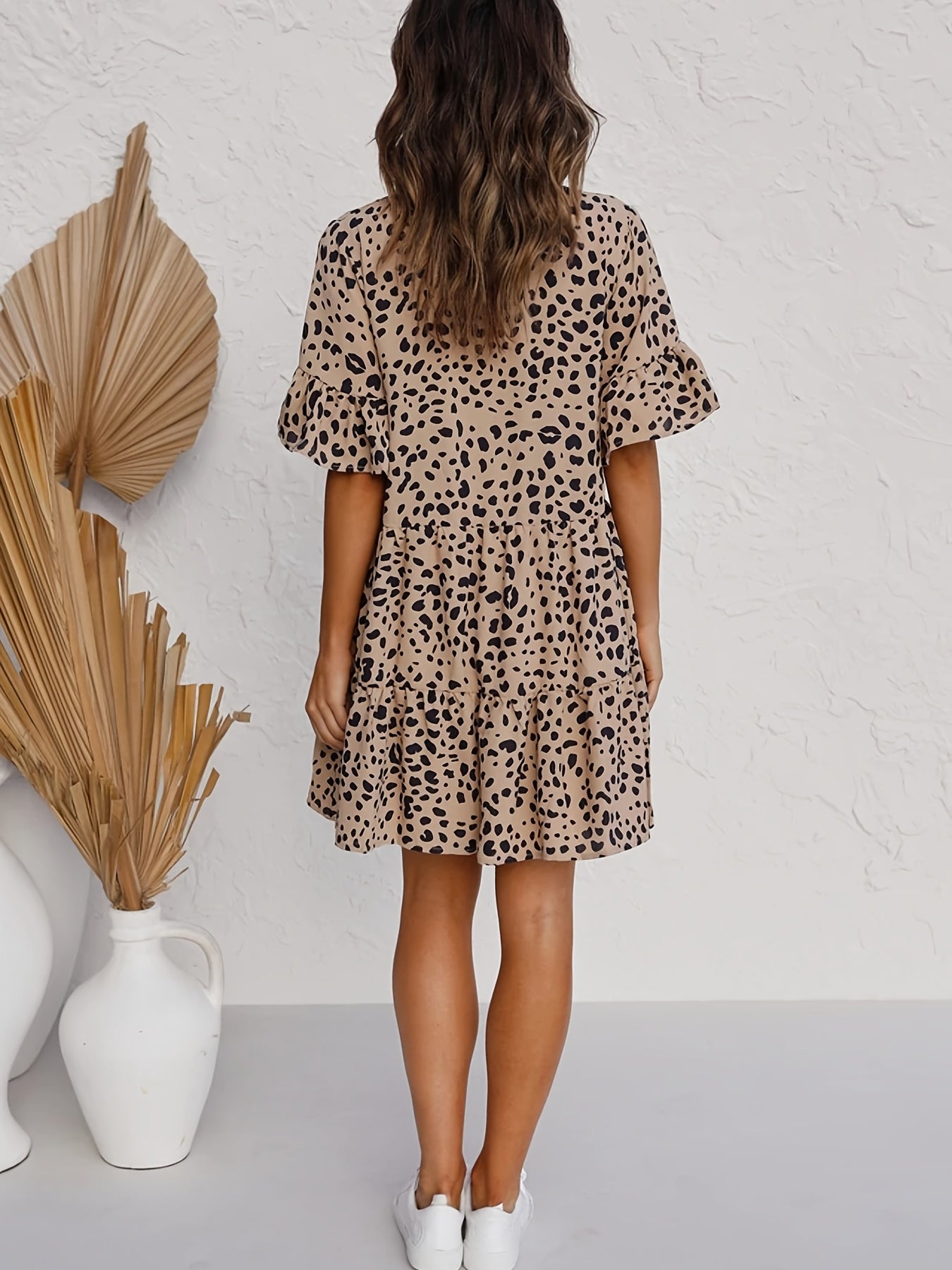 Layered dress with leopard print