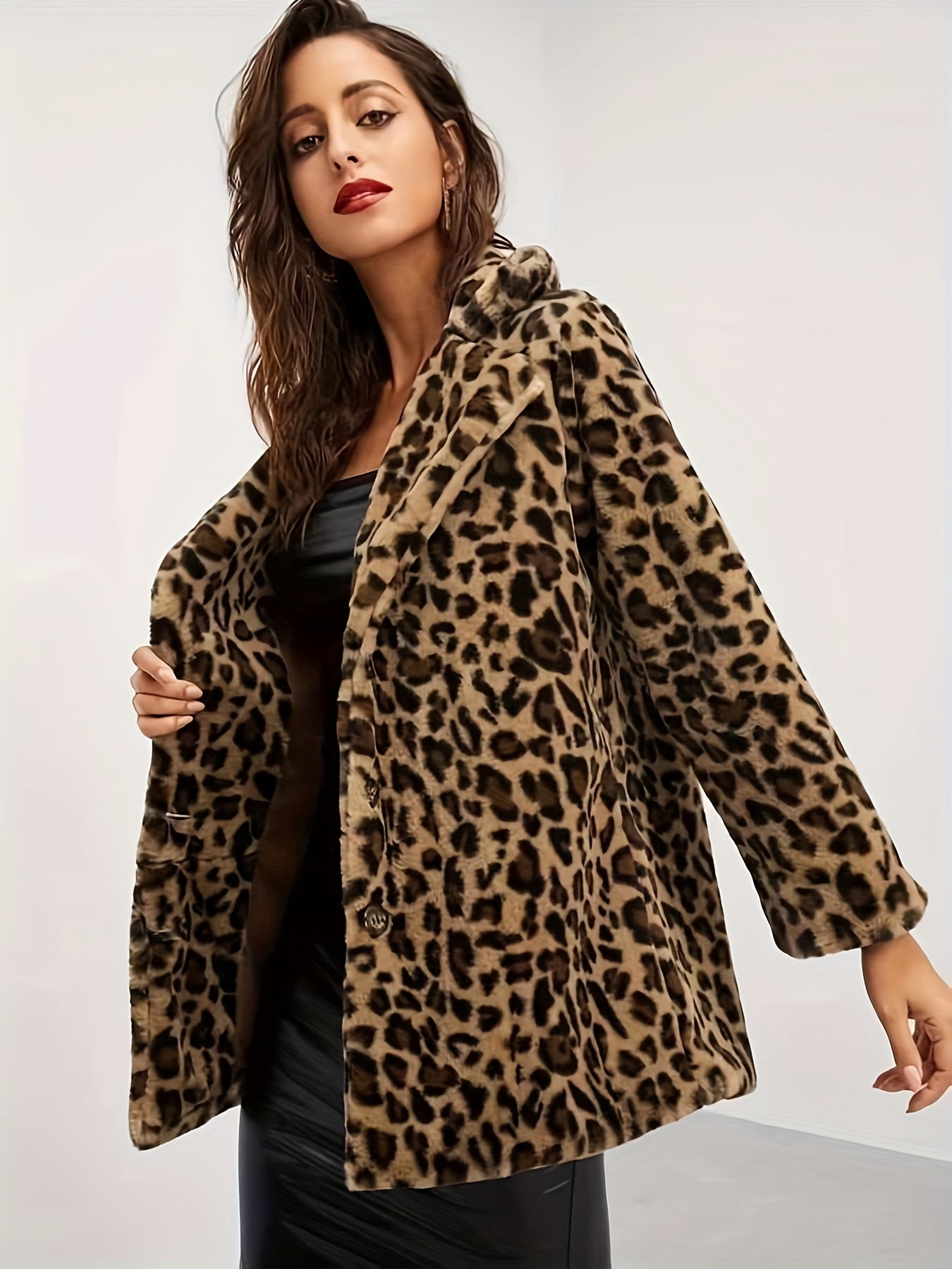 Soft jacket with leopard print