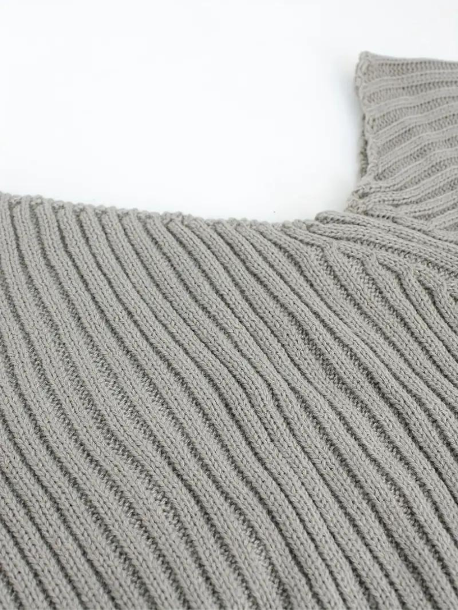 rib knitted sweater with asymmetrical neckline