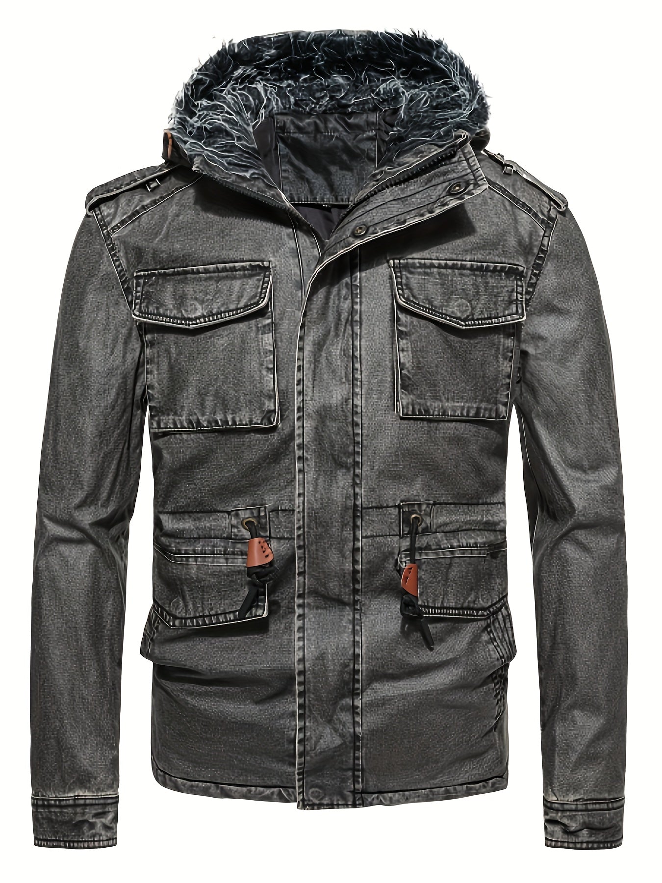 Black denim jacket for men