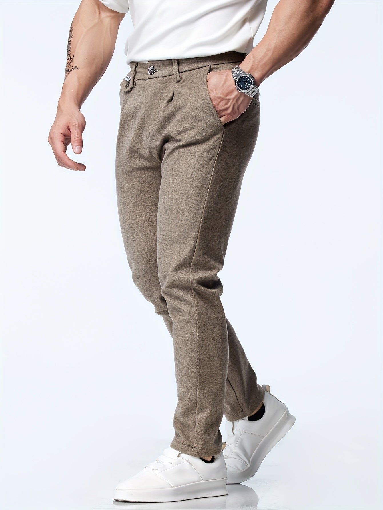 Casual straight stretch trousers for men