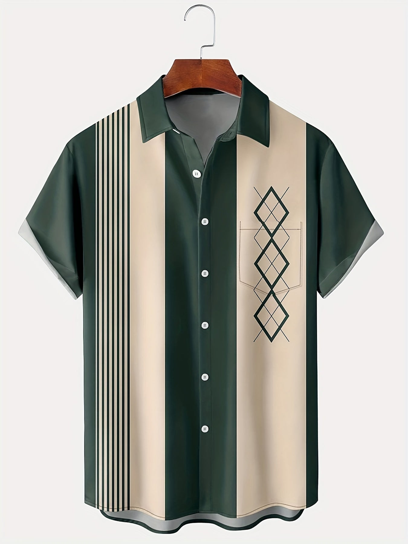 Vintage shirt with short sleeves and geometric print