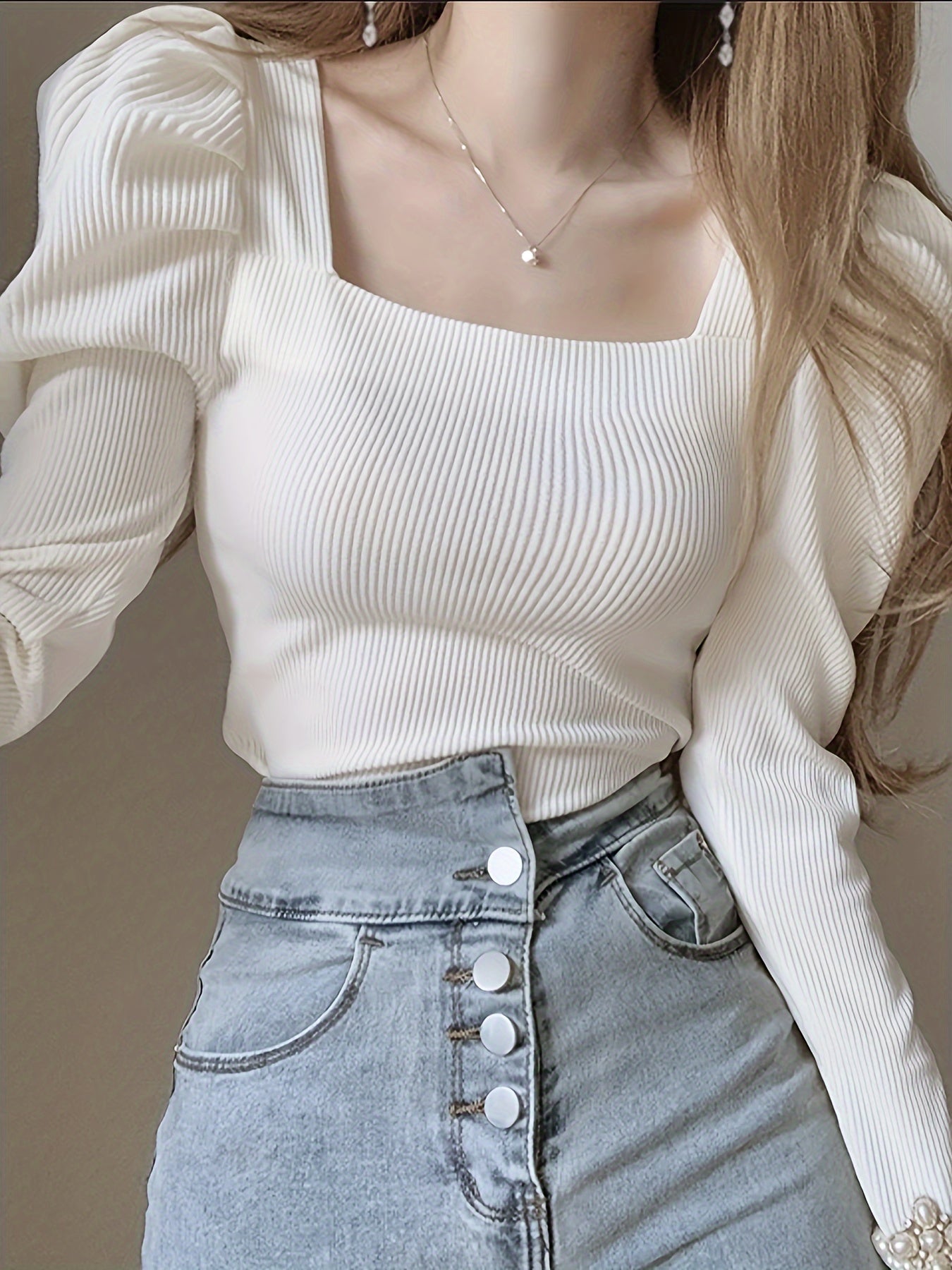 White T-shirt with square neckline