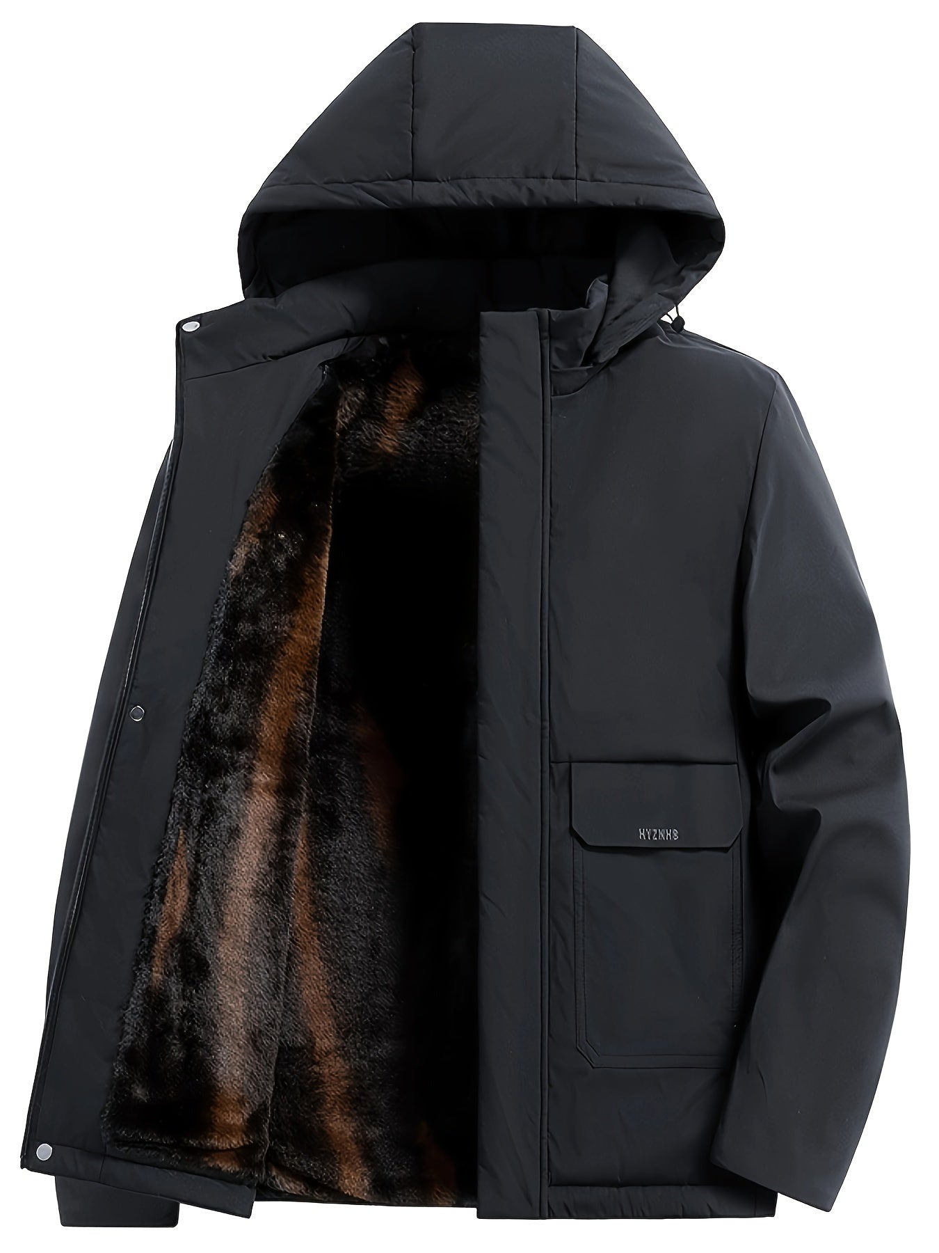 Casual warm fleece jacket with hood