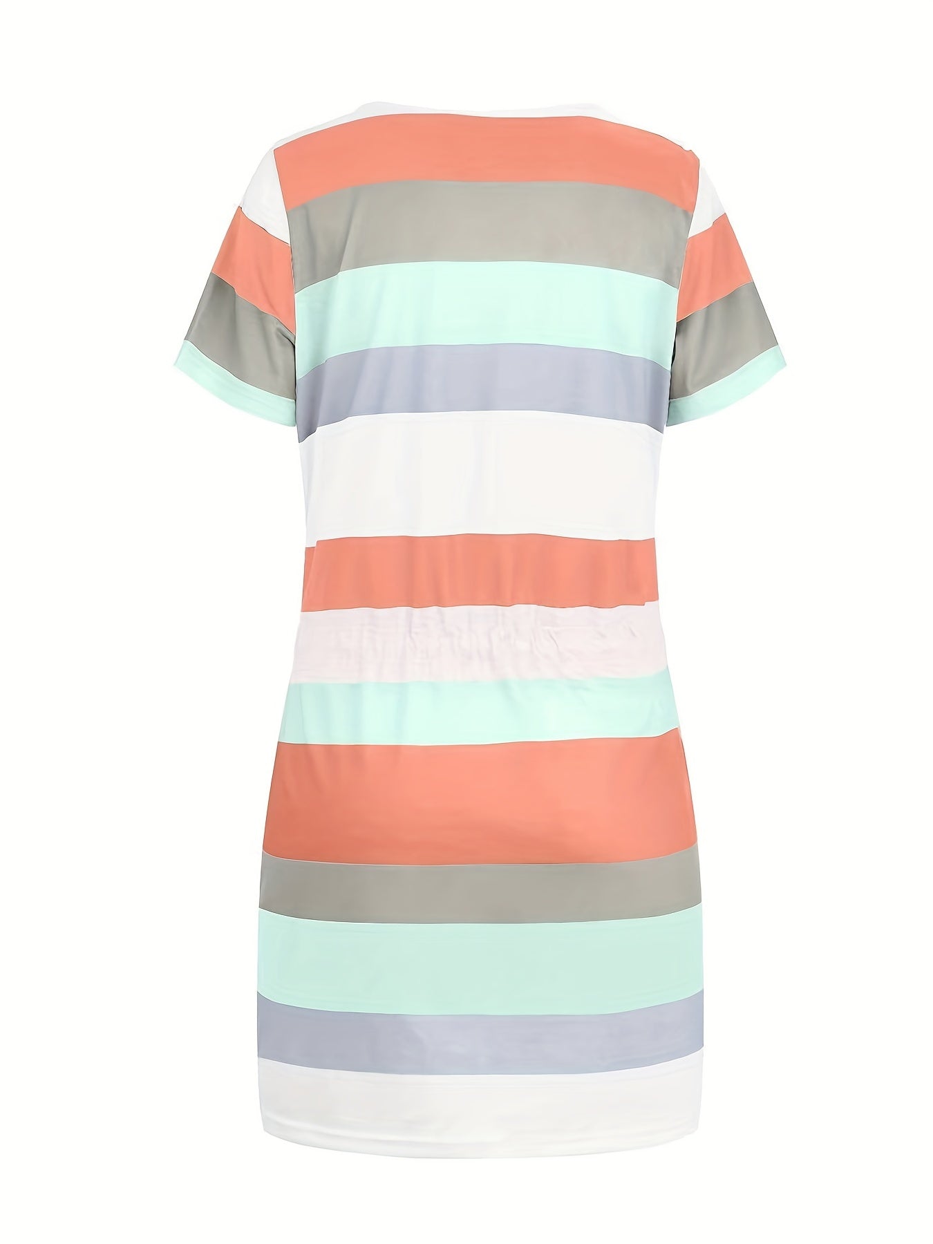 Casual dress with short sleeves and a striped design