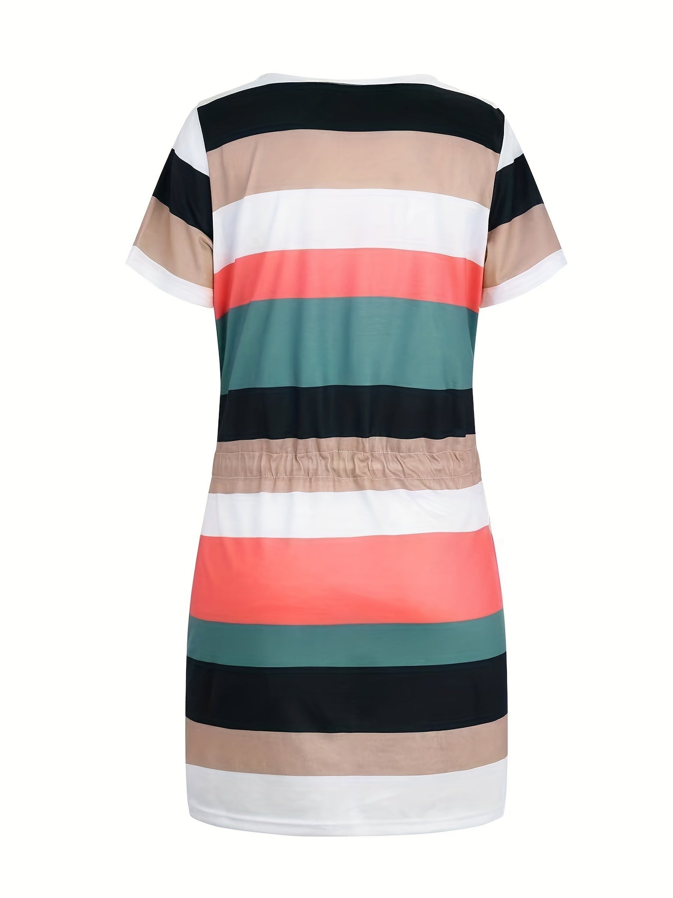 Casual dress with short sleeves and a striped design