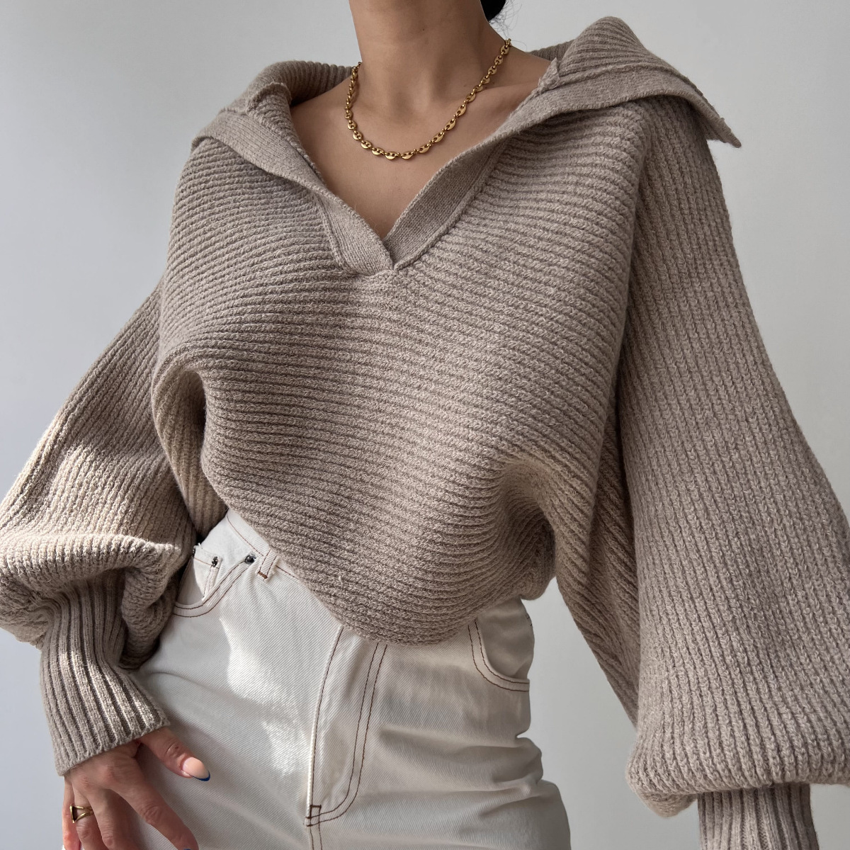 Loose knit sweater for women