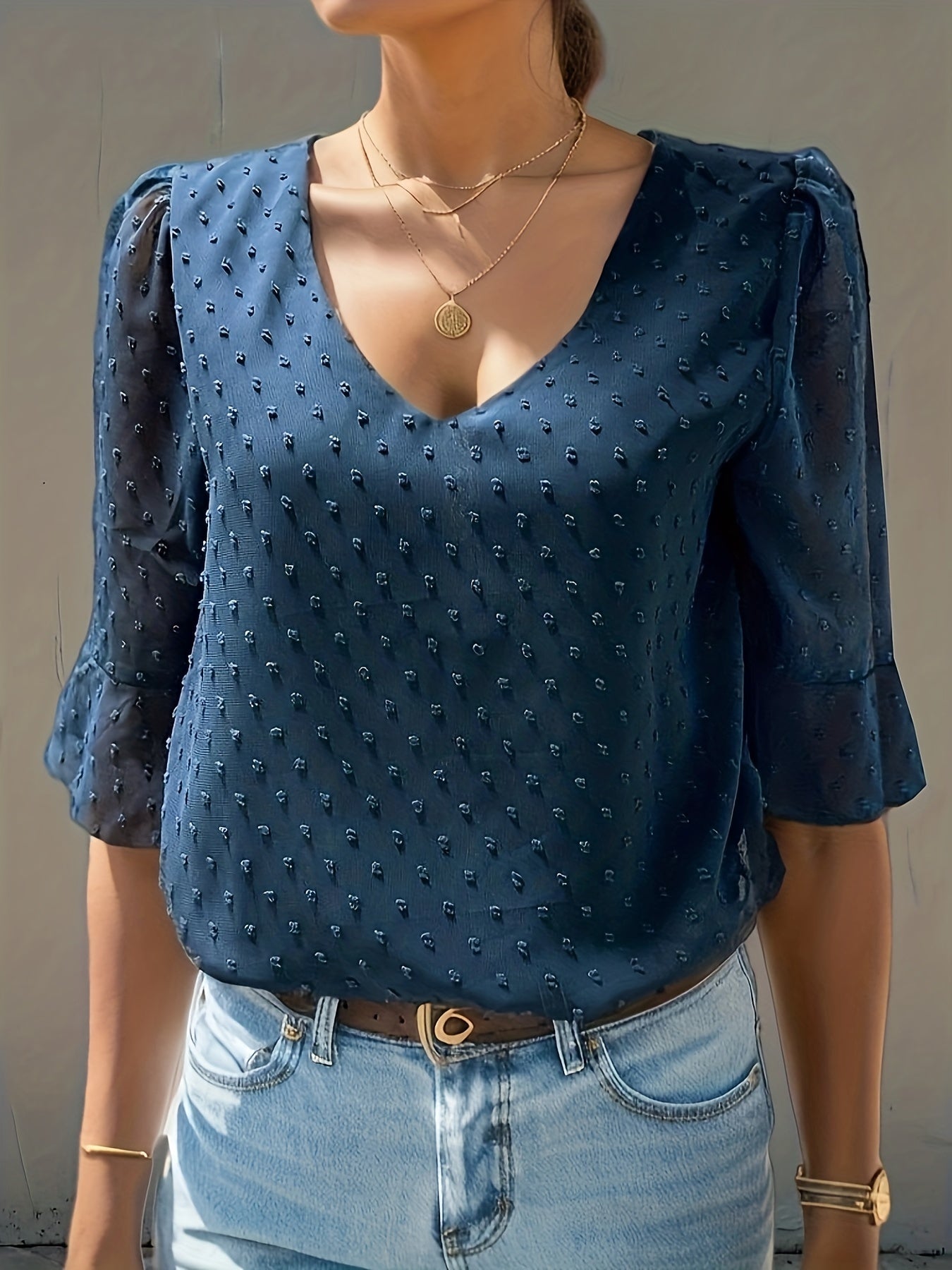 Loose chiffon blouse with long sleeves