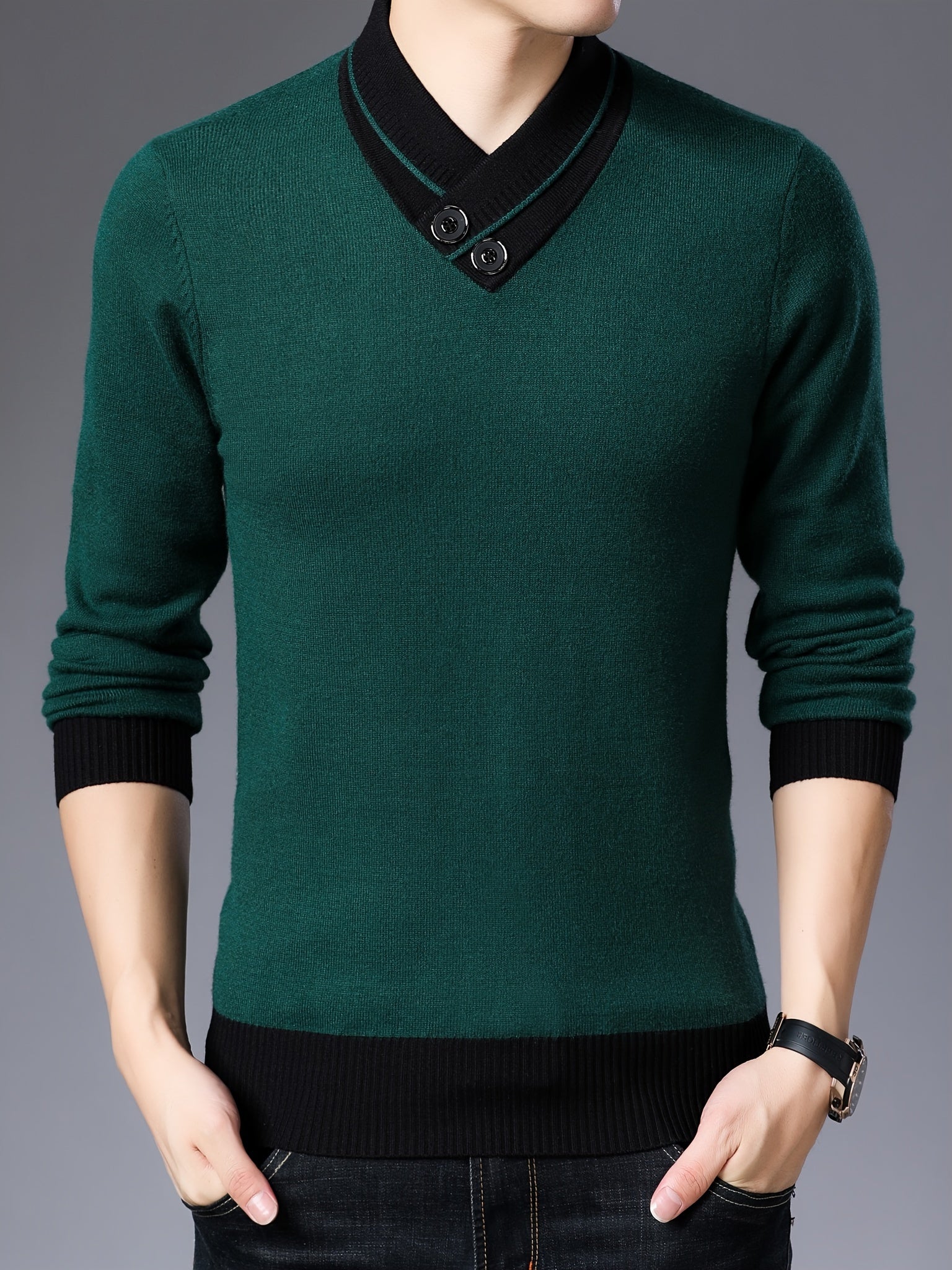 Shawl collar sweater for men