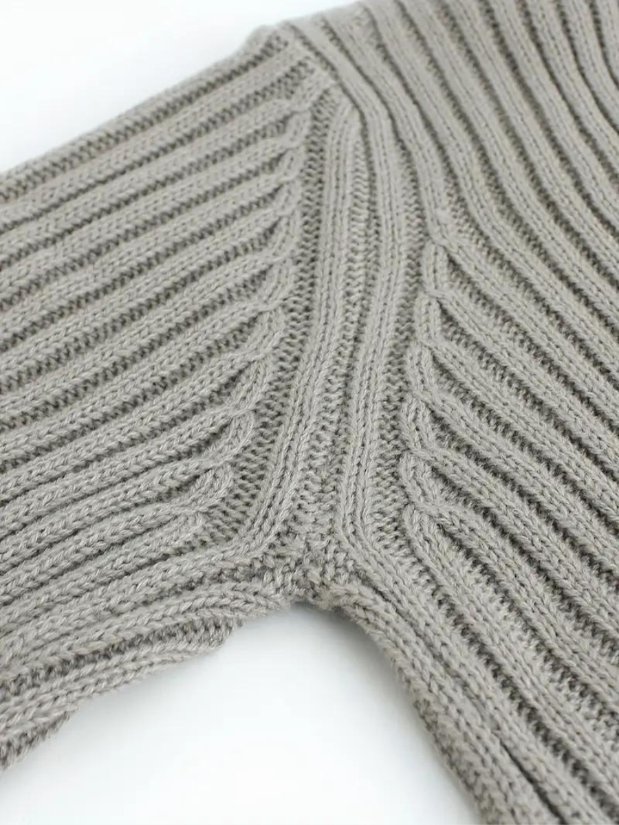 rib knitted sweater with asymmetrical neckline