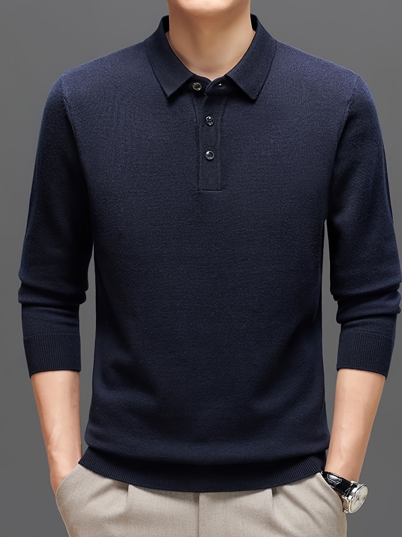 Lapel sweater with high stretch for men