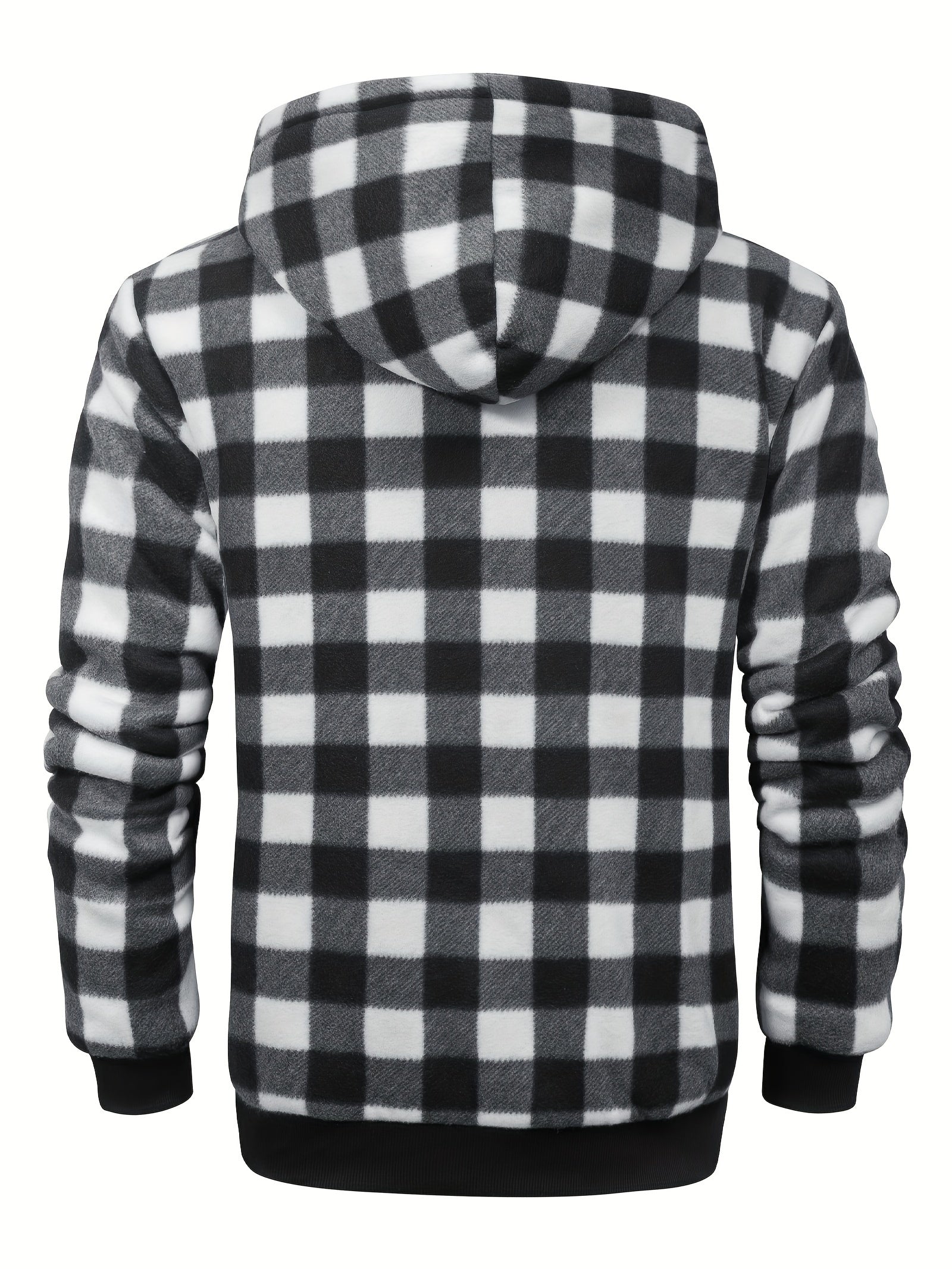 Retro fleece hoodie with checked pattern