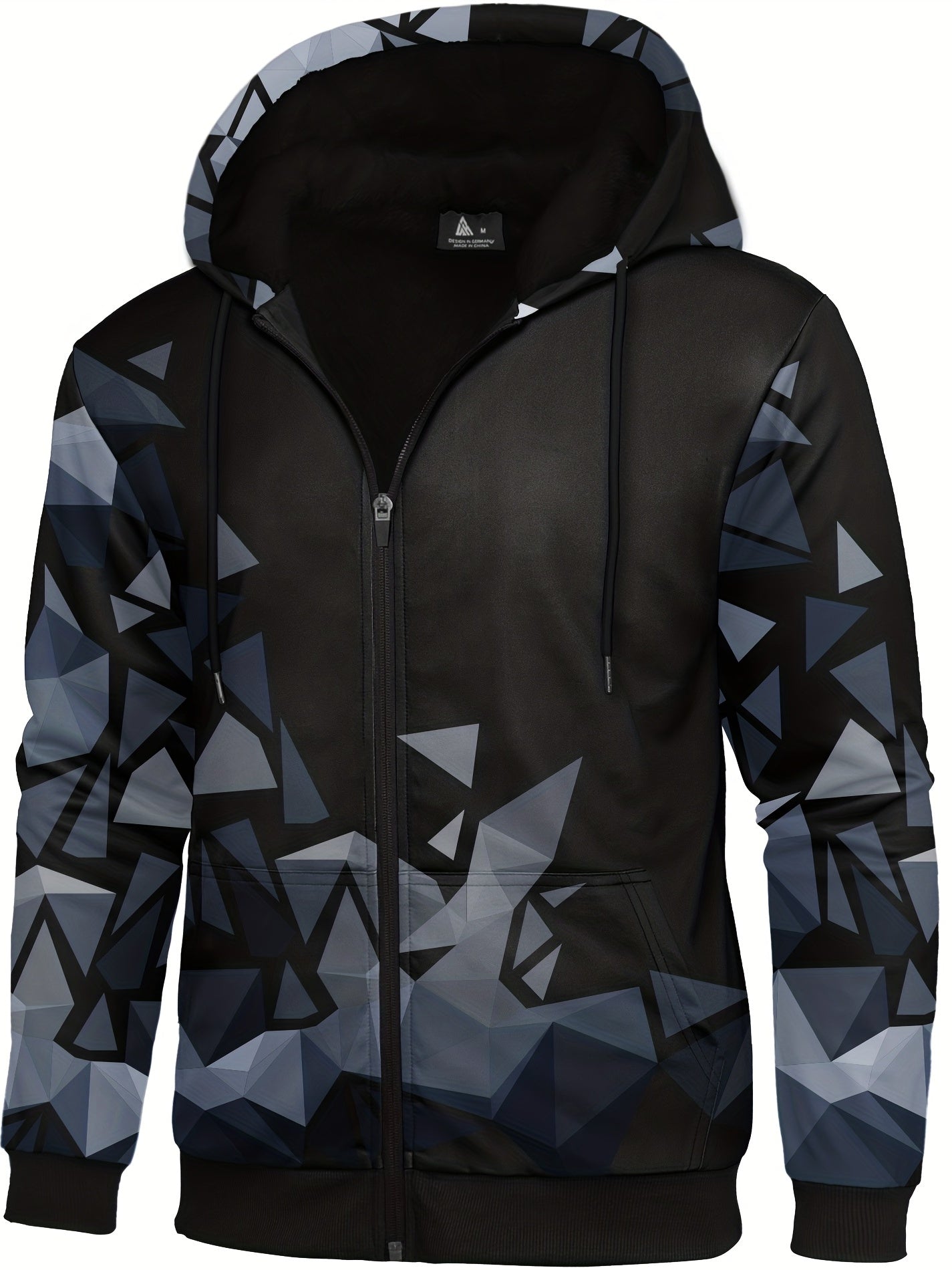 Hoodie with geometric pattern and fur