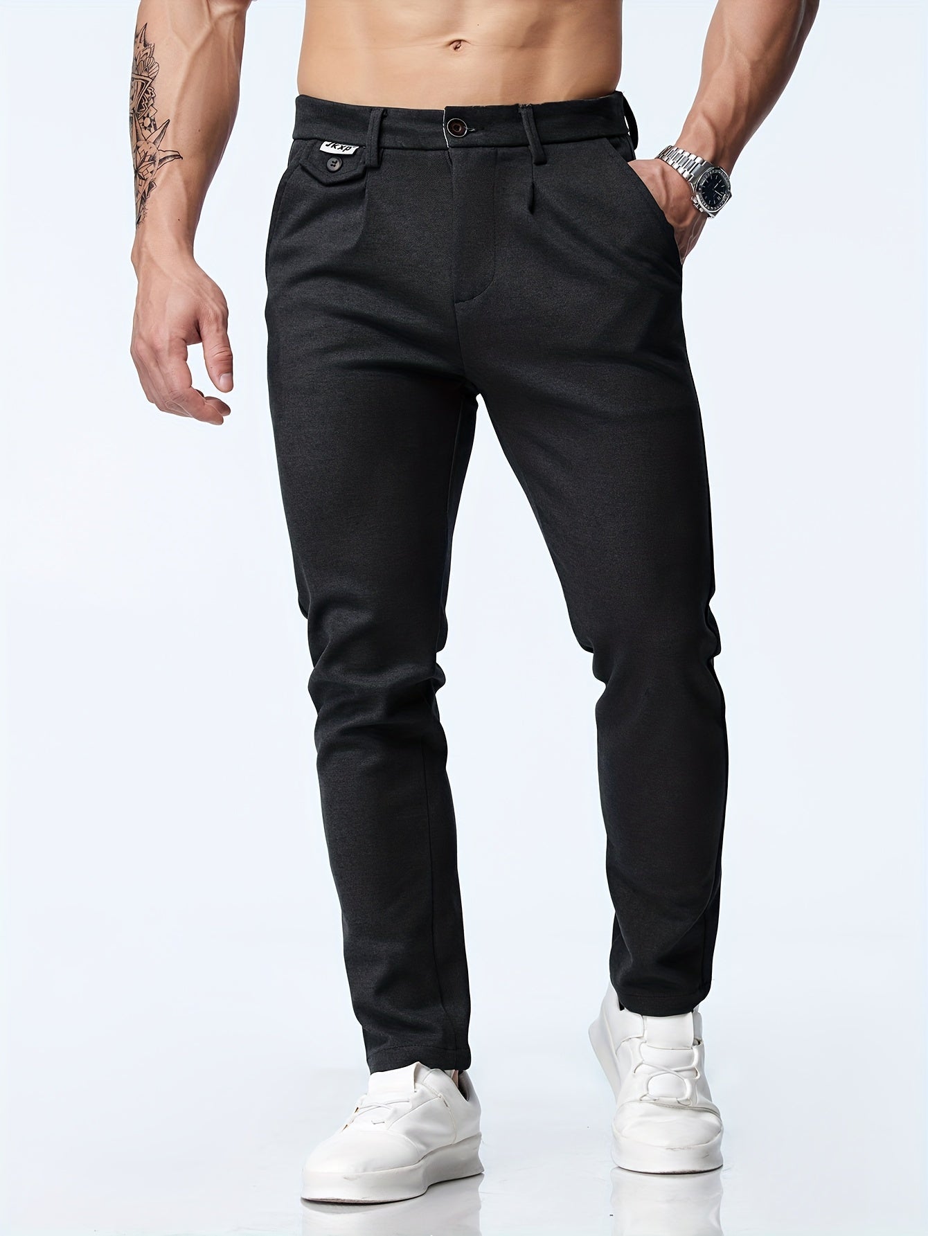 Casual straight stretch trousers for men