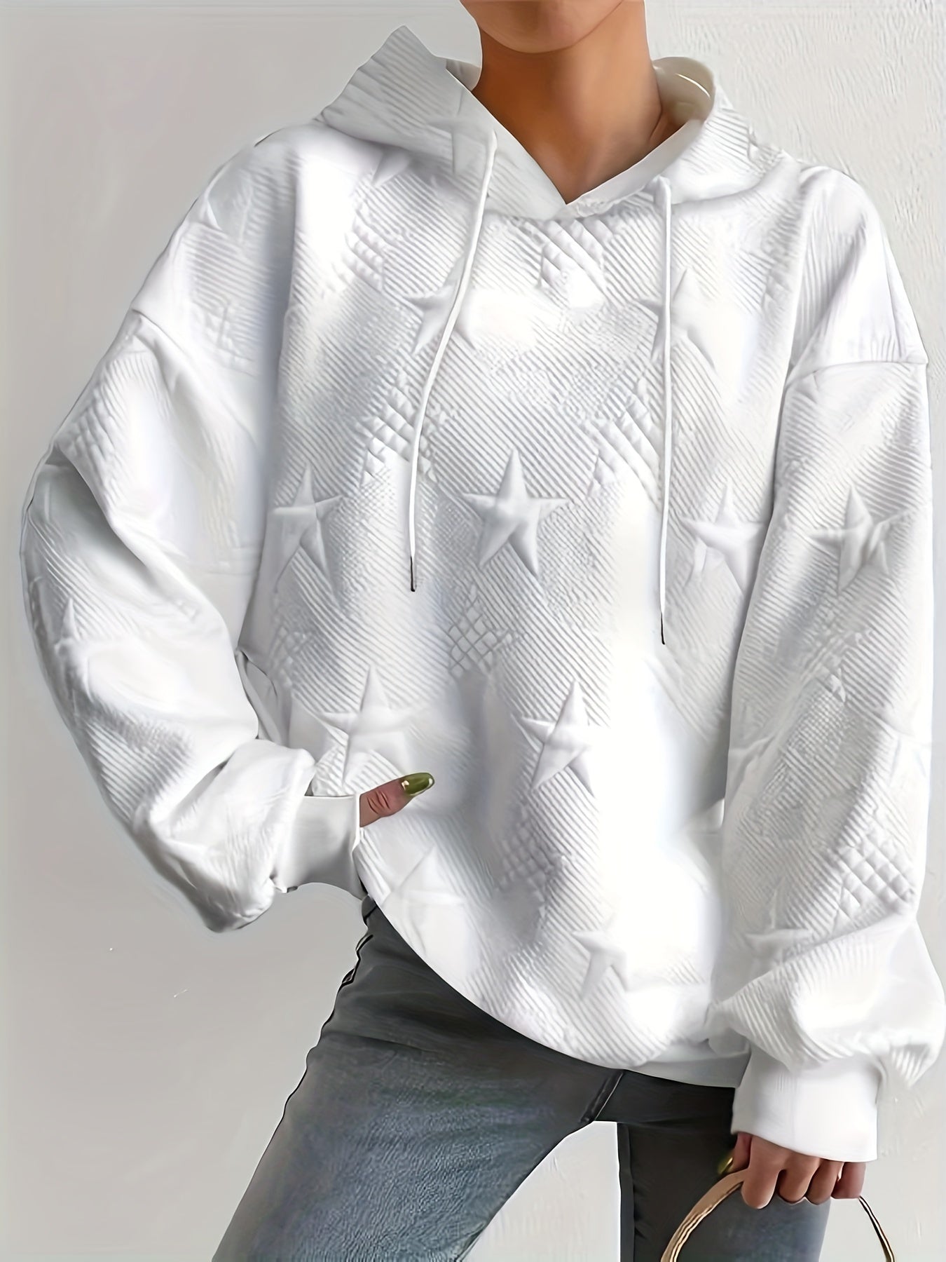 Drawstring hoodie with star structure