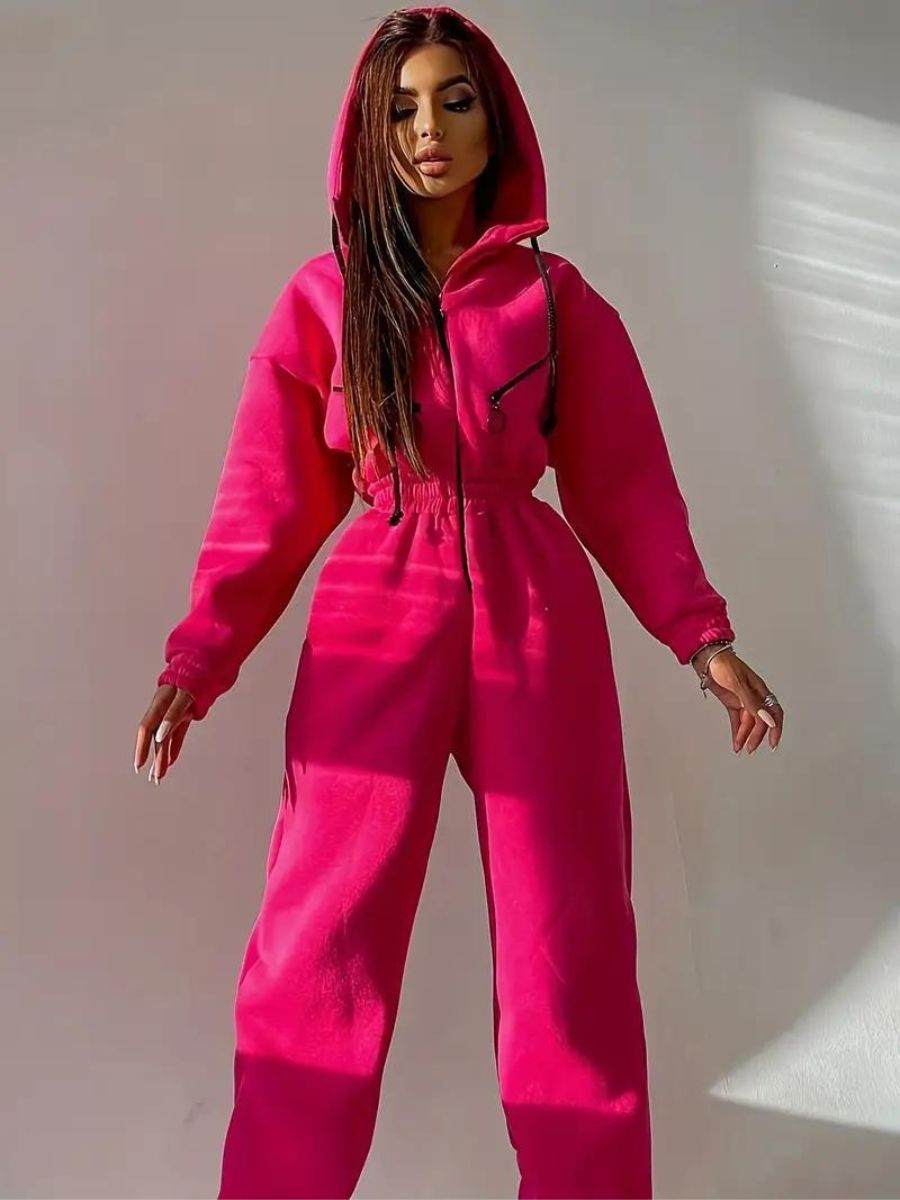 jumpsuit with hood and drawstring