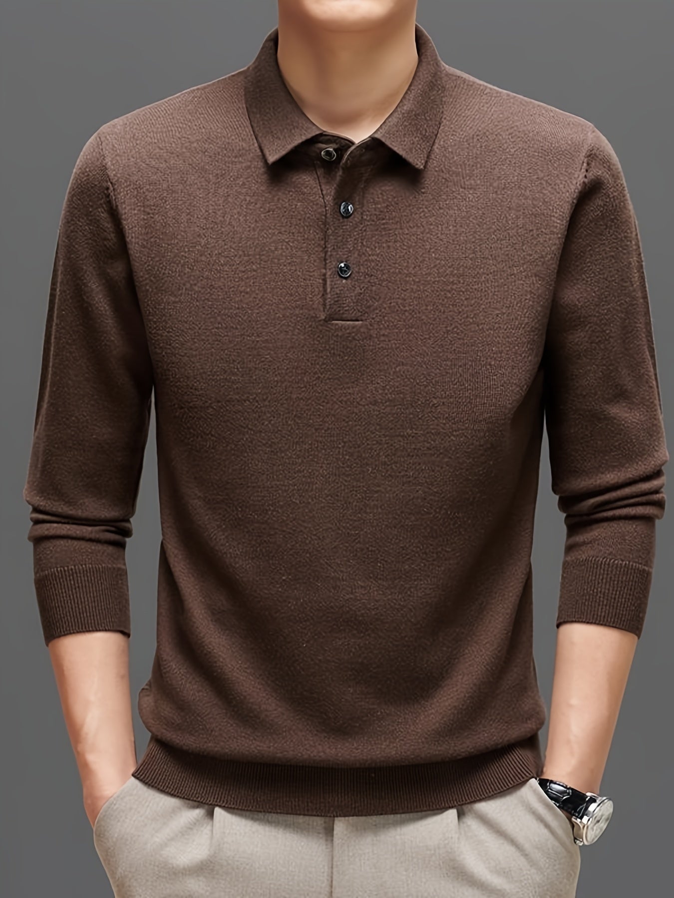 Lapel sweater with high stretch for men